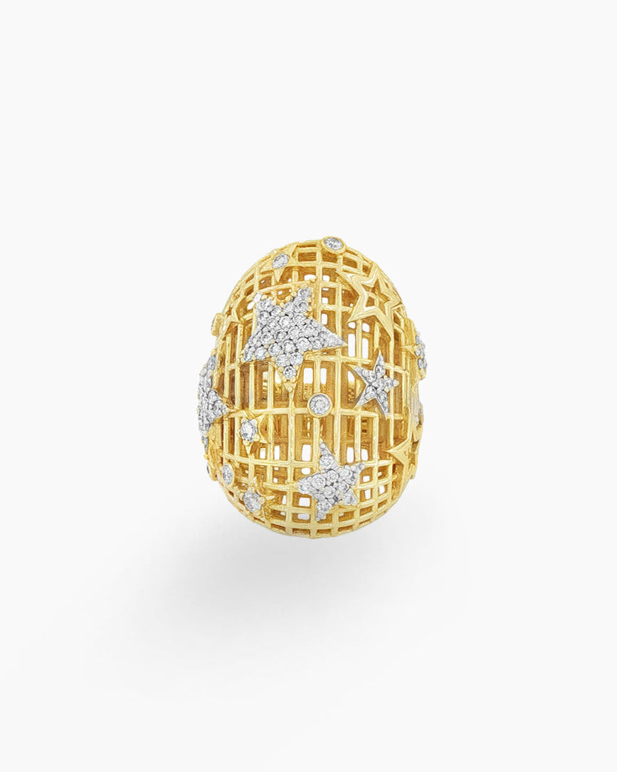 Astral Cage | Large Diamond Star Dome Statement Ring
