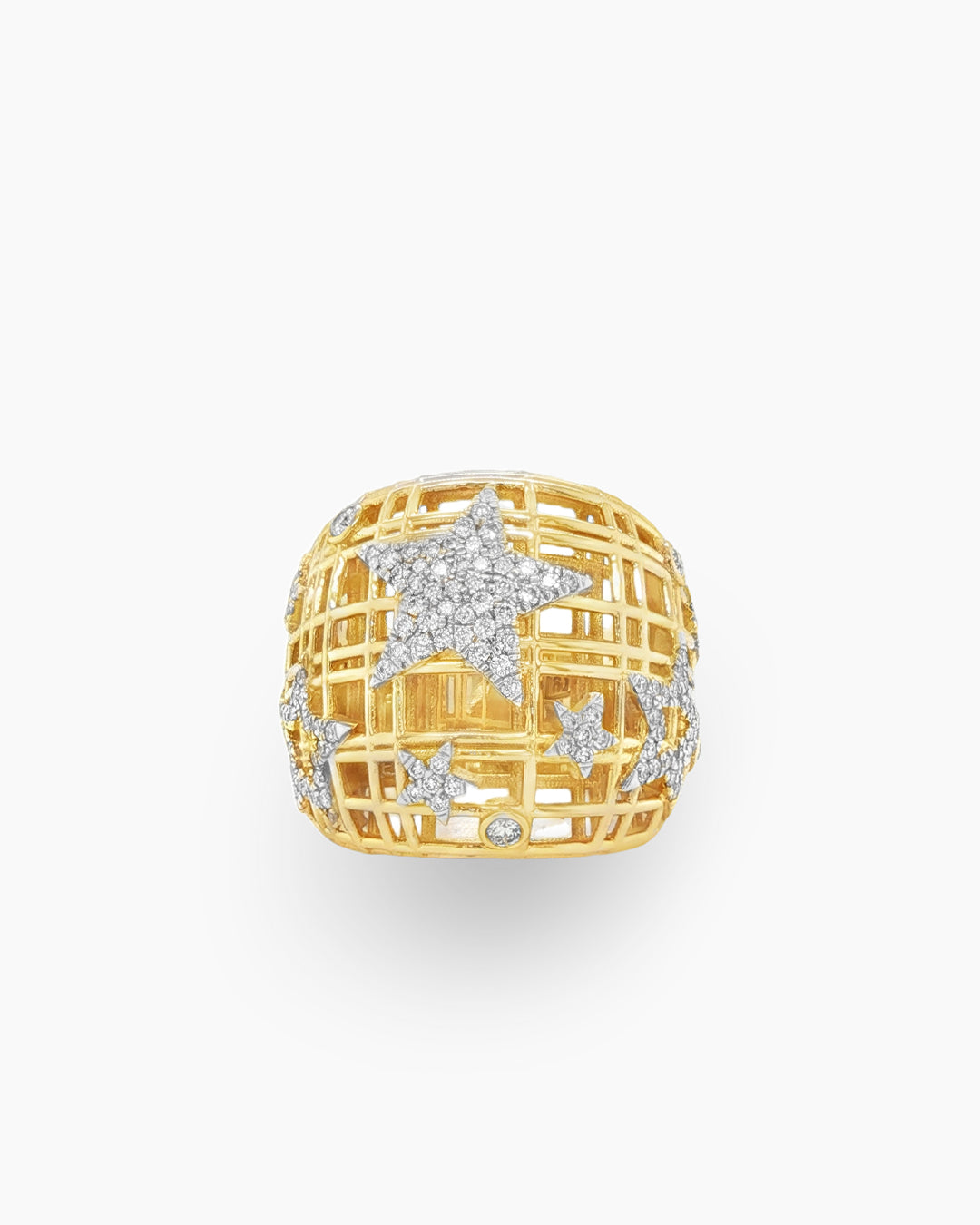Astral Cage | Small Diamond Star Dome Statement Ring