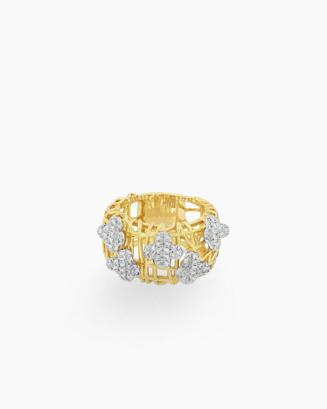 Clover Constellation | Multi Diamond Clover Statement Band Ring