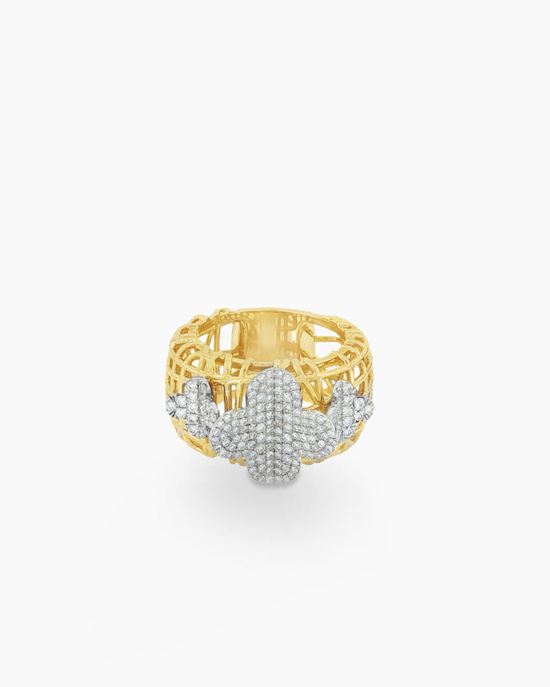 Cosmos of Luck | Triple Diamond Clover Statement Band Ring