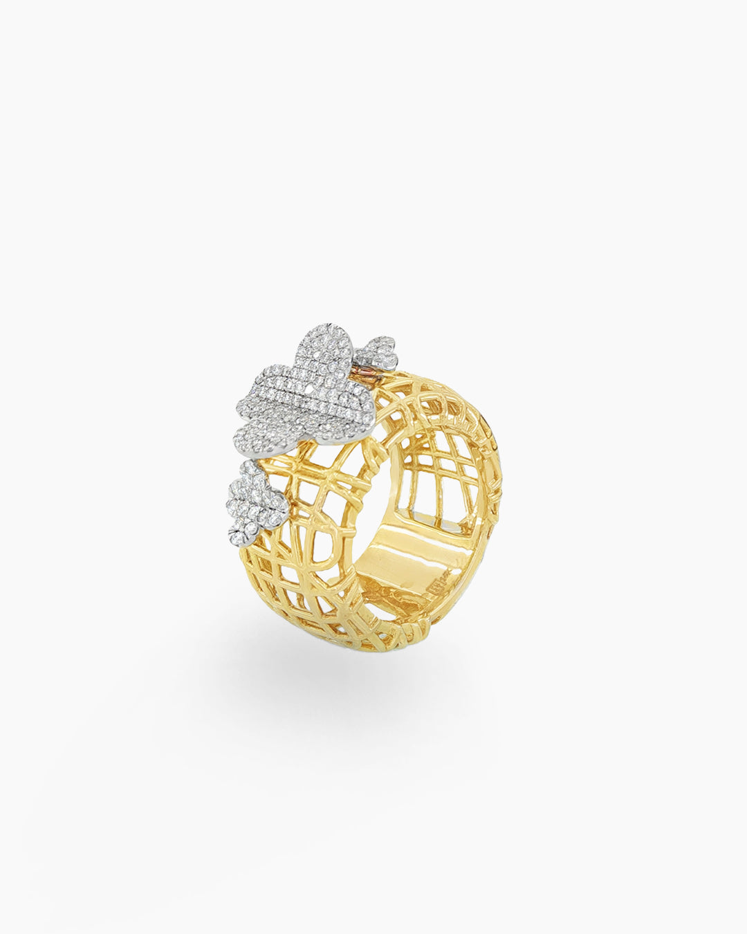 Cosmos of Luck | Triple Diamond Clover Statement Band Ring