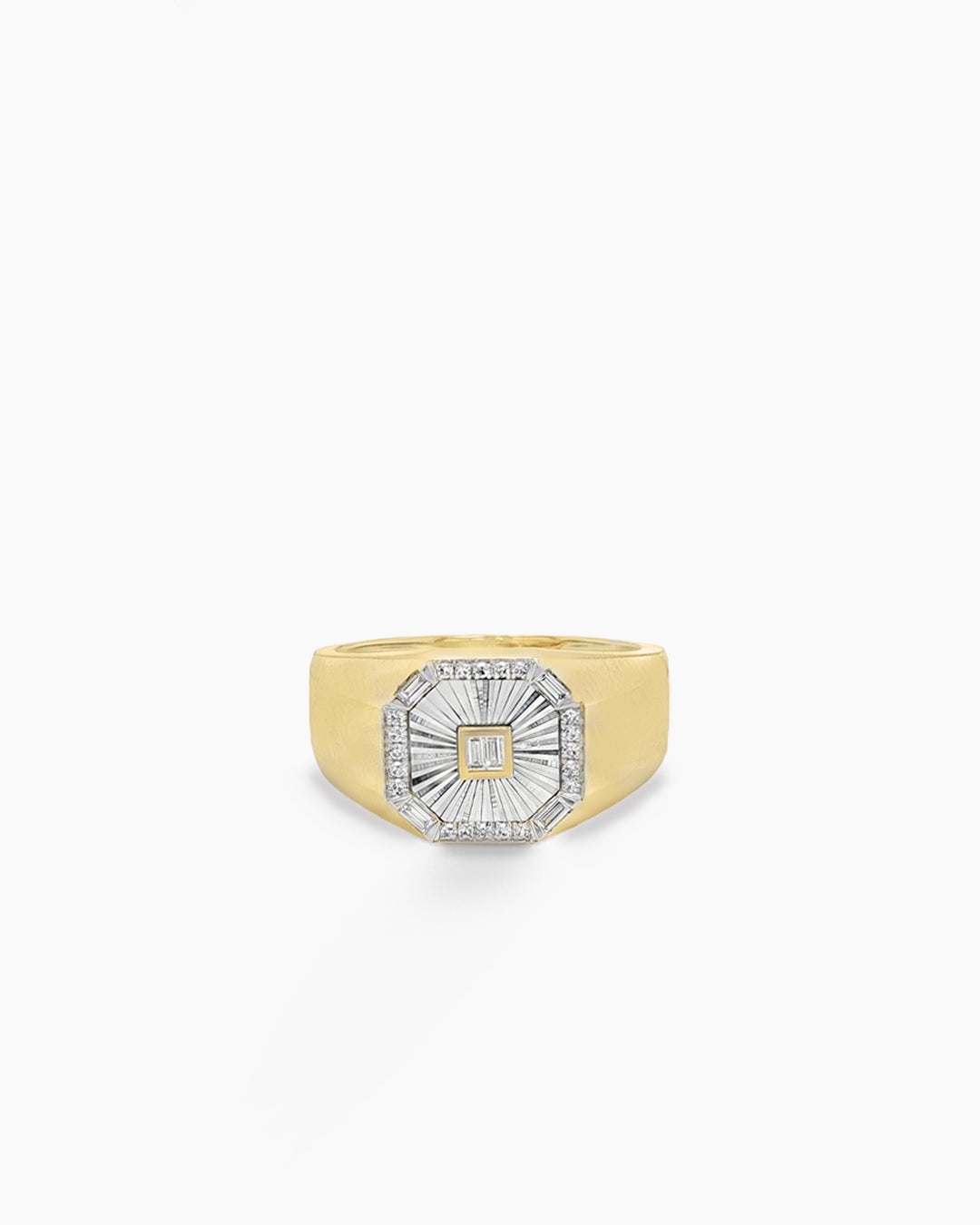 Cortona | Octagon Diamond Fluted Signet Ring