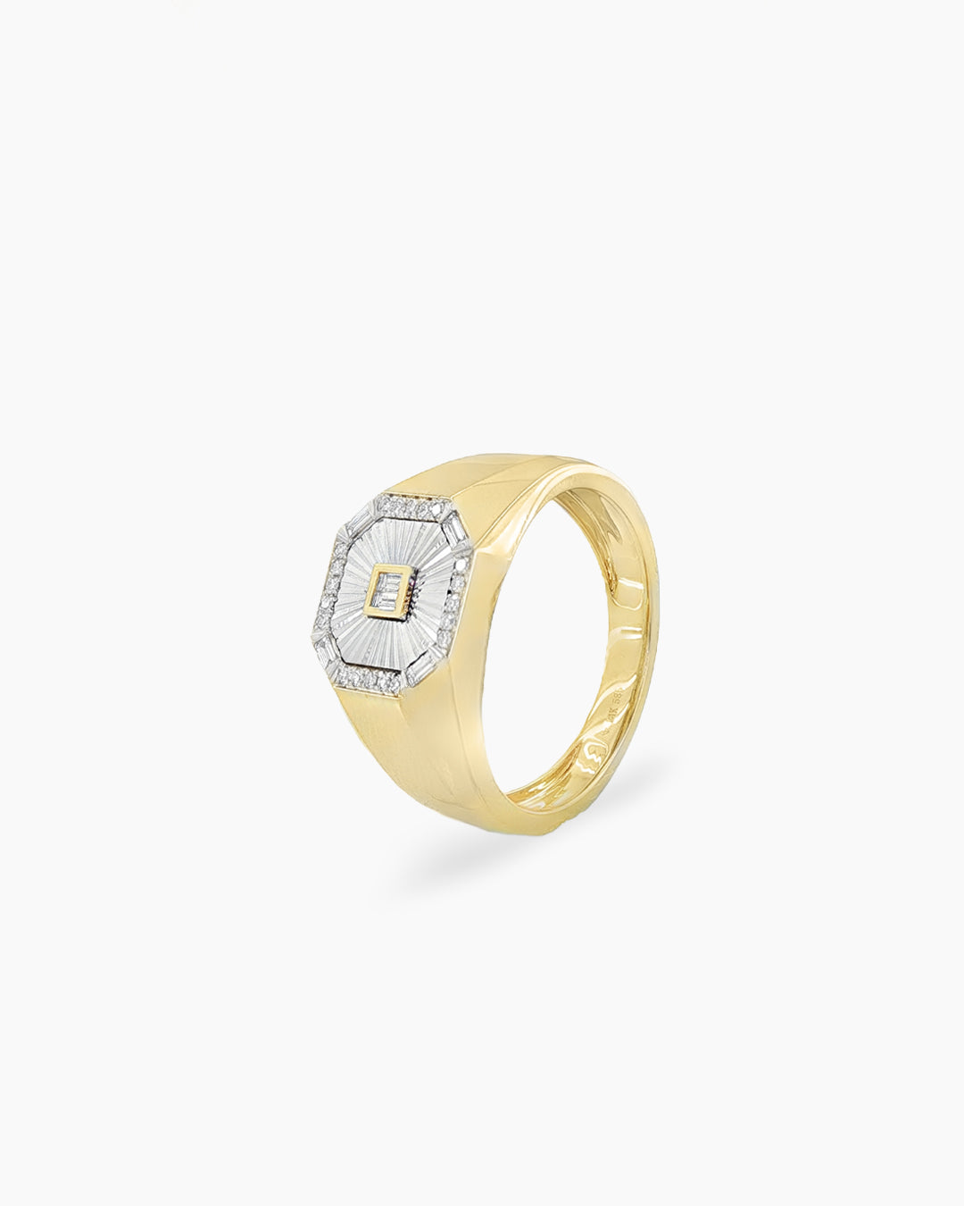 Cortona | Octagon Diamond Fluted Signet Ring