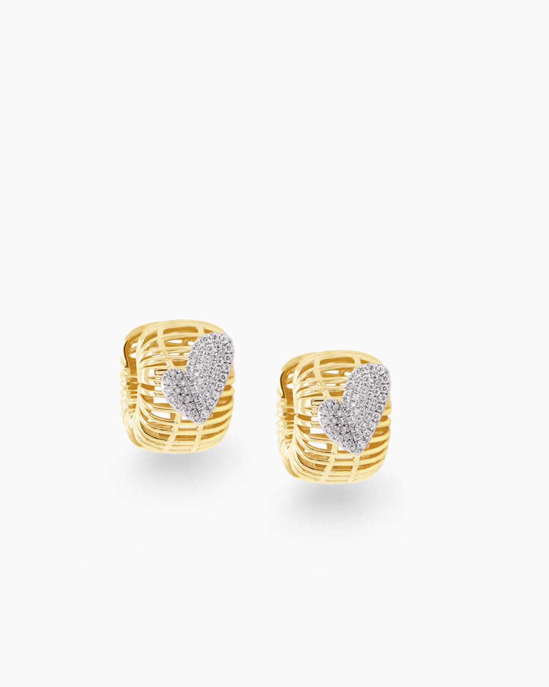 Lattice of Love | Heart Diamond Hoop Earrings