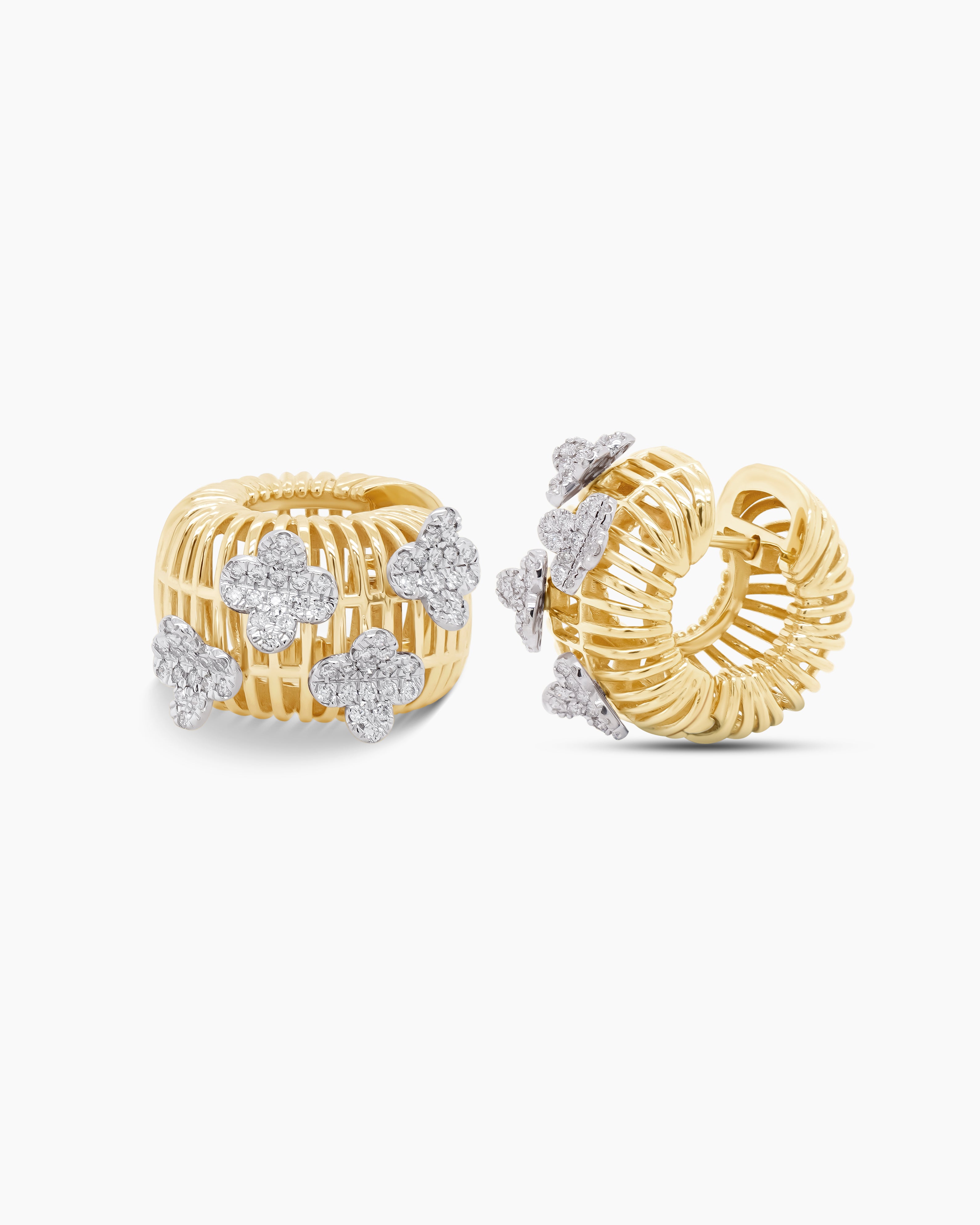 Fortuna | Multi Clover Diamond Hoop Earrings