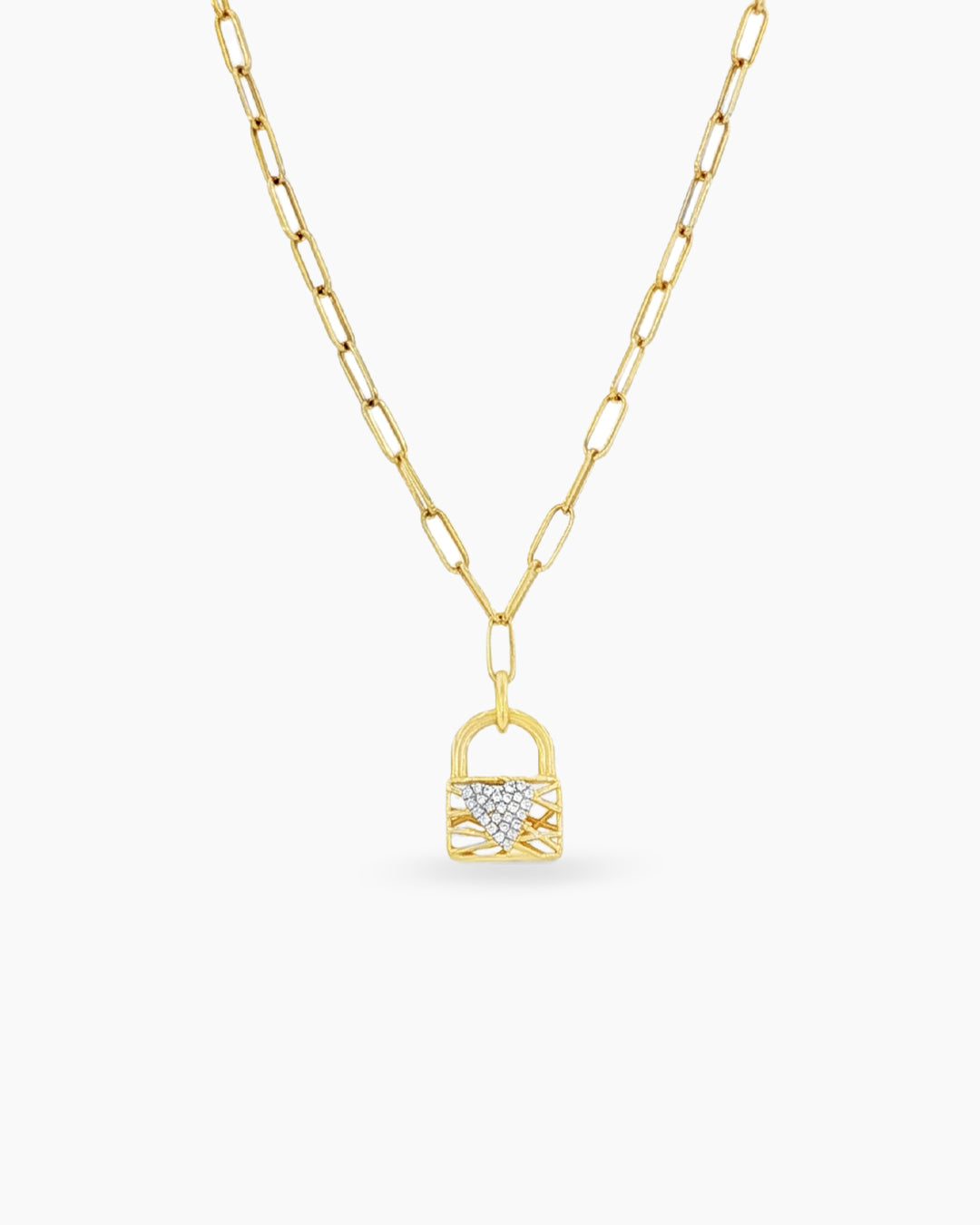 Radiant Heart | Mini Diamond Heart Locket Pendant Paperclip Chain Necklace