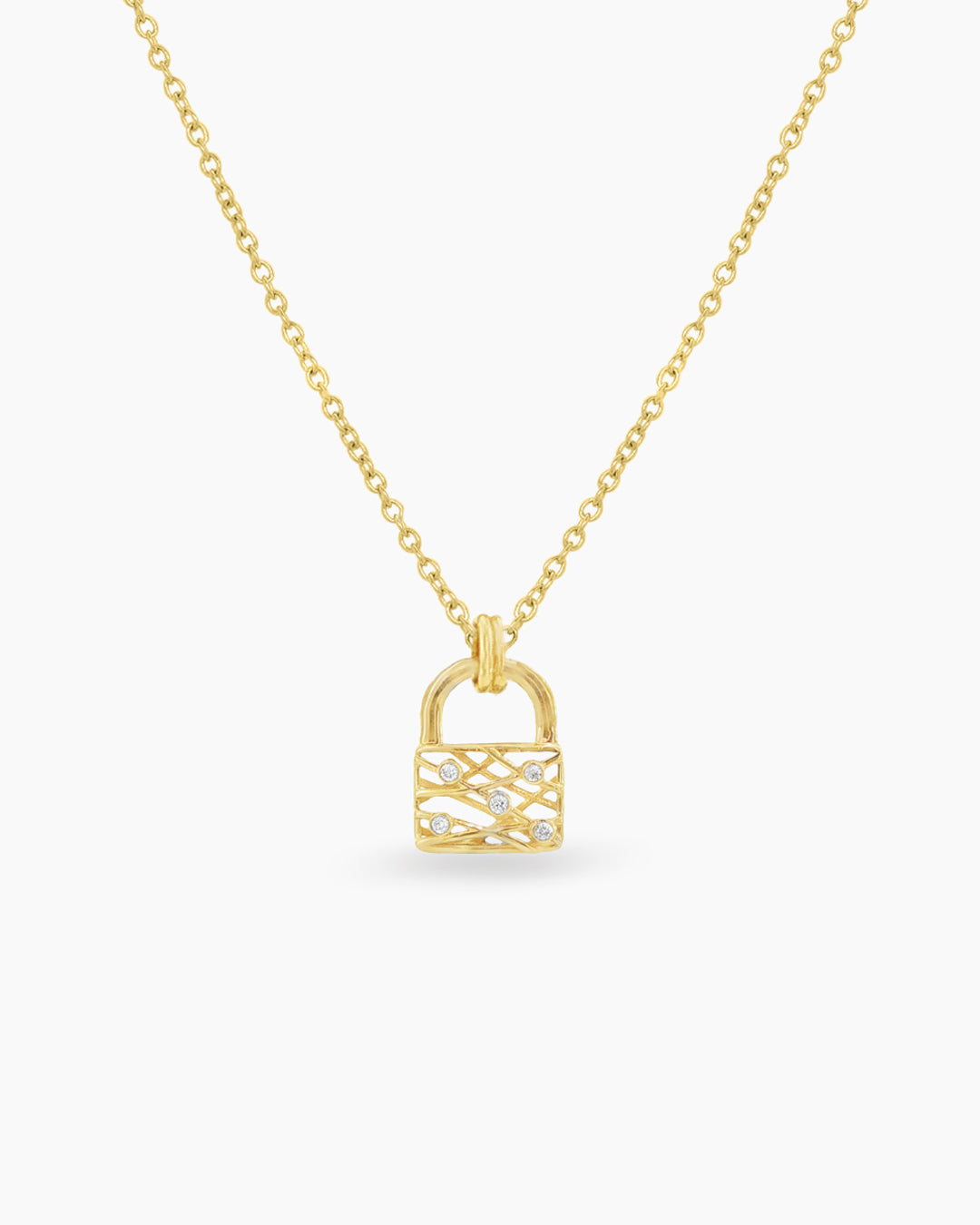 Dream Catcher | Small Bezel Set Diamond Locket Pendant Chain Necklace