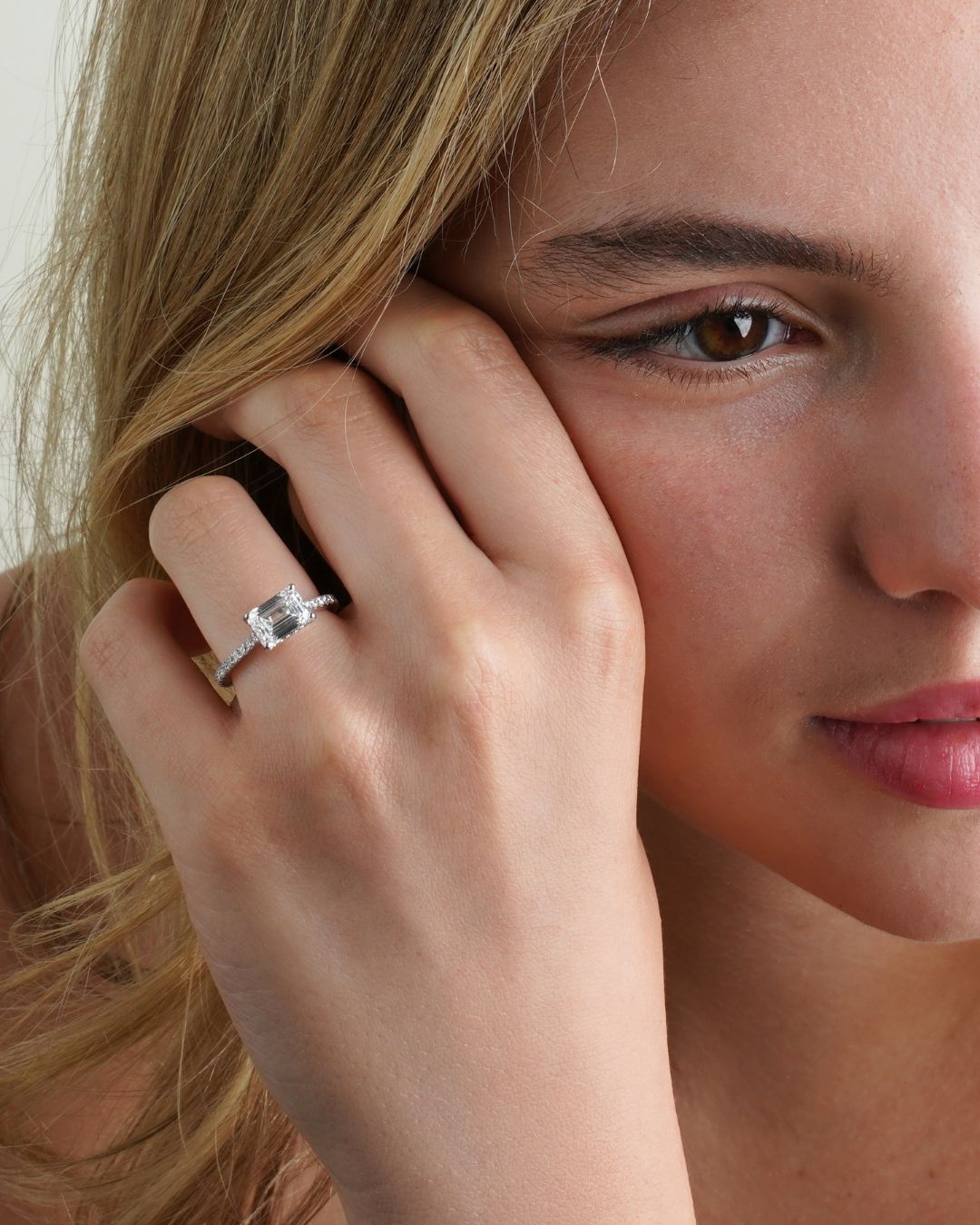 Modern Bride | Emerald Cut Lab Diamond Engagement Ring