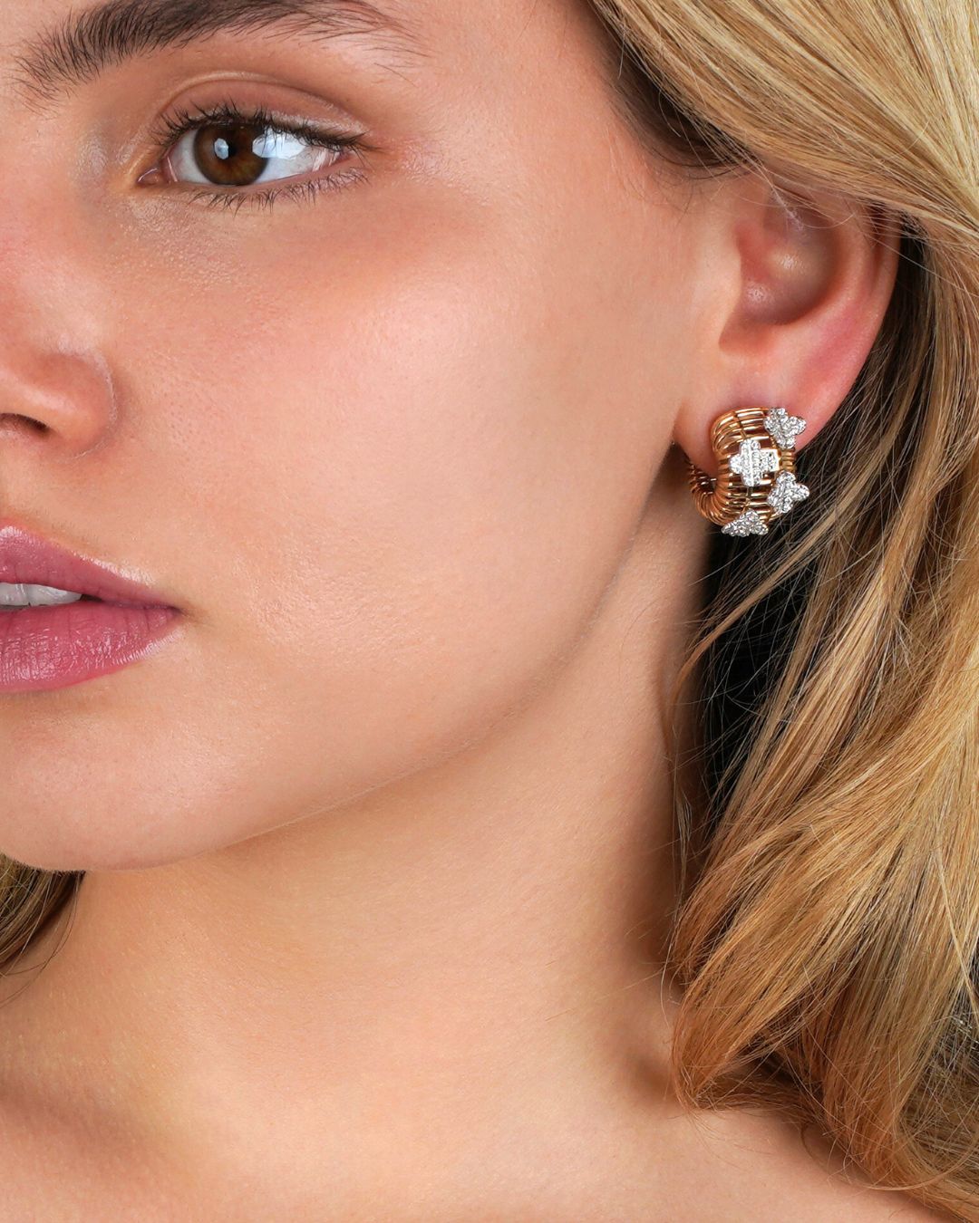 Fortuna | Multi Clover Diamond Hoop Earrings