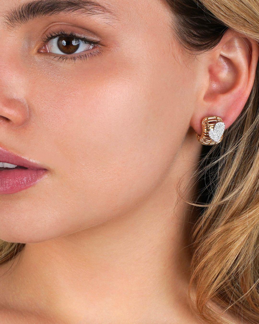 Lattice of Love | Heart Diamond Hoop Earrings