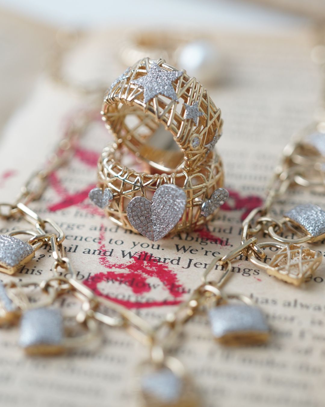 Eclipsed Hearts | Triple Diamond Heart Statement Band Ring