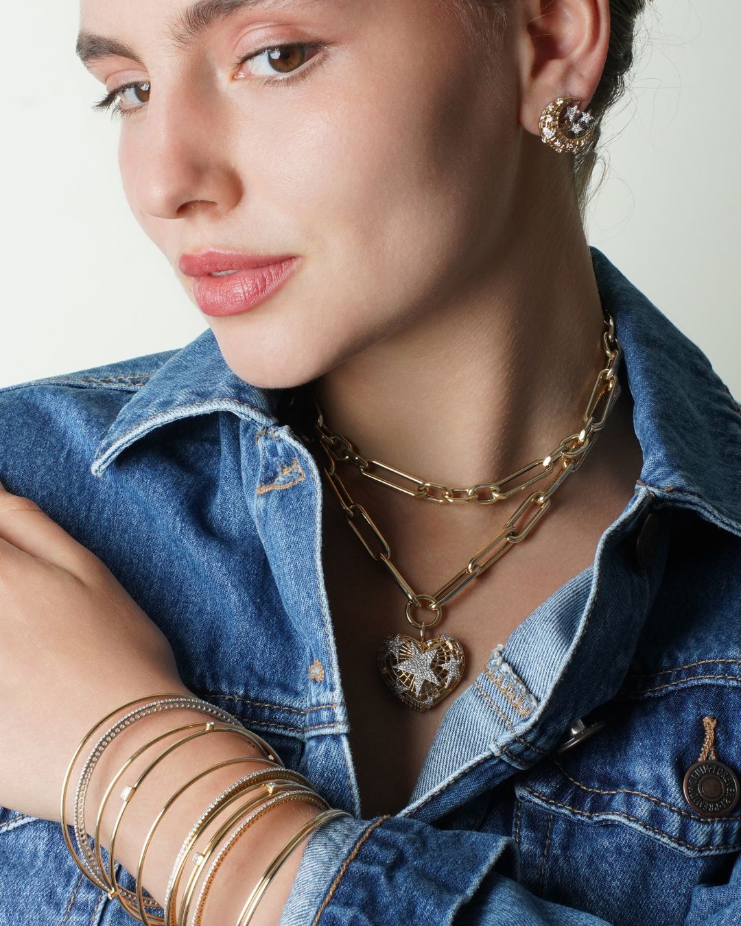 Galaxy Dream | Moon and Star Diamond Stud Earrings