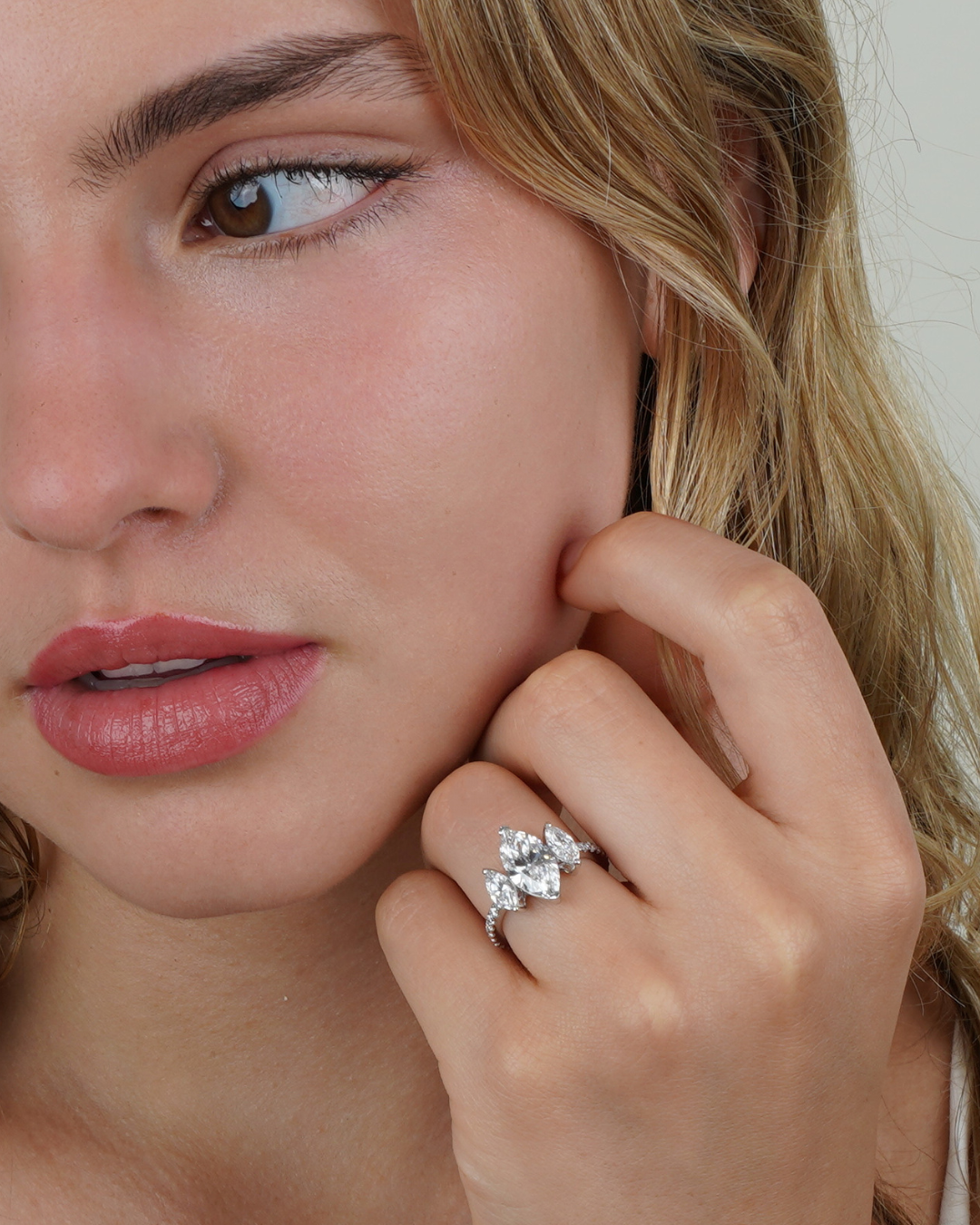 Blissful Love | Marquise Cut Three Stone Lab Diamond Engagement Ring