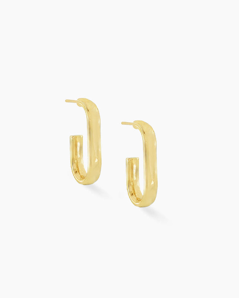 Coral Gables | Small Elongated Gold Hoop Earrings