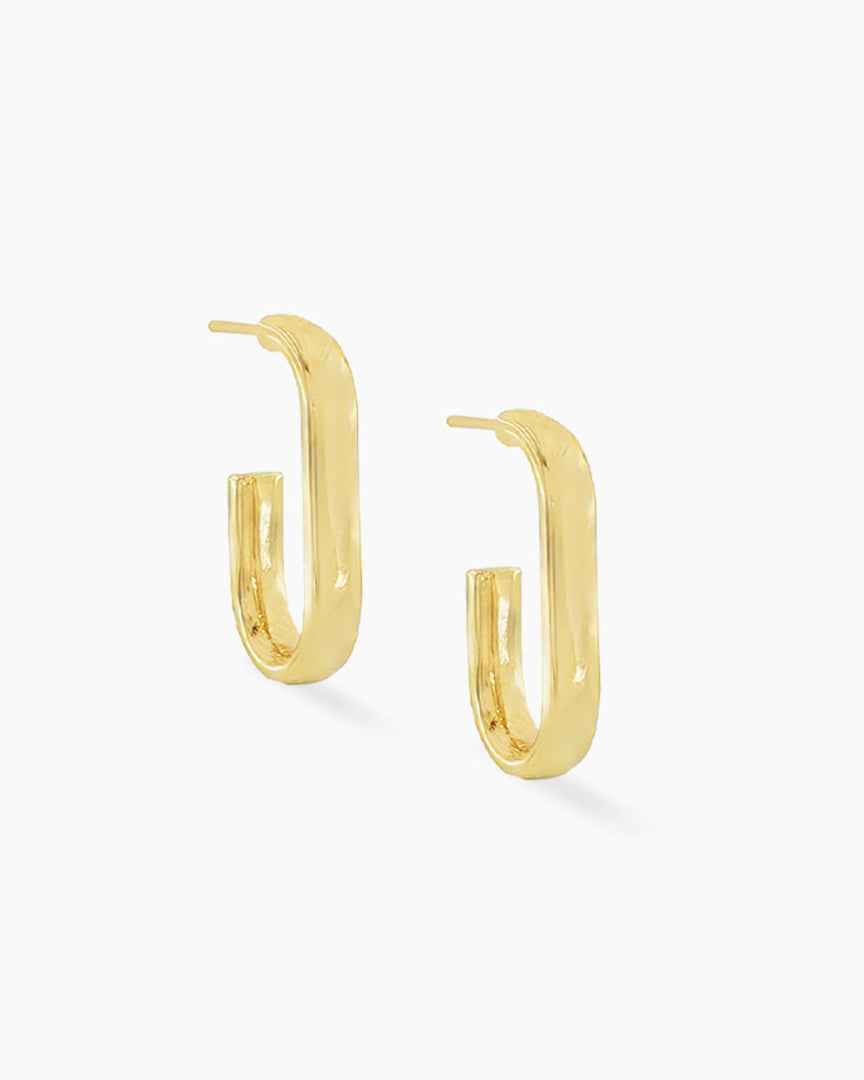 Coral Gables | Large Elongated Gold Hoop Earrings