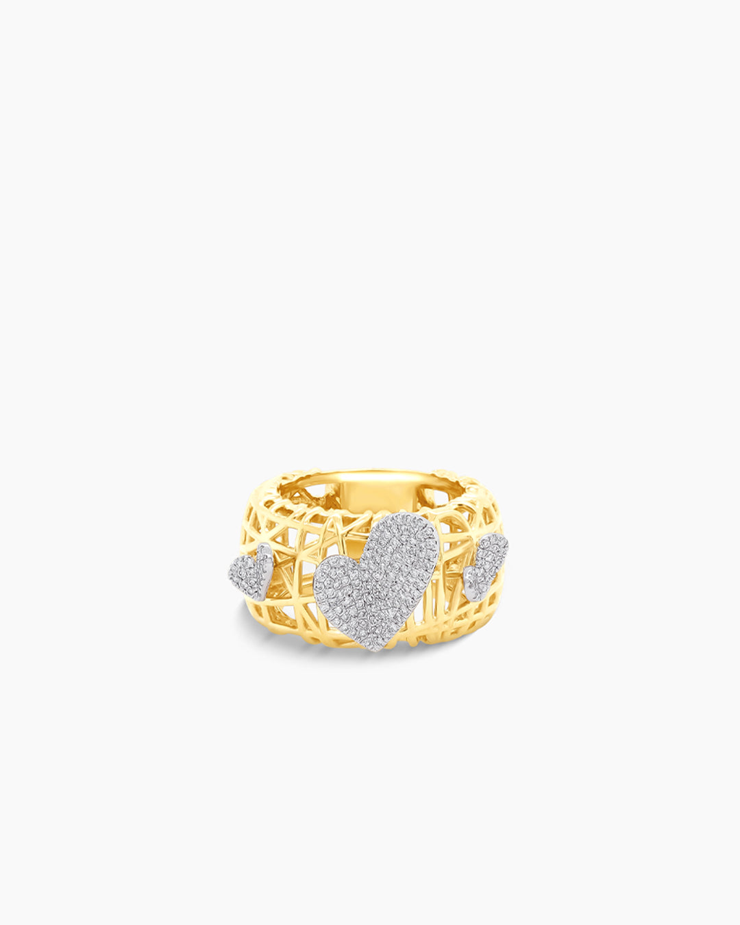 Eclipsed Hearts | Triple Diamond Heart Statement Band Ring
