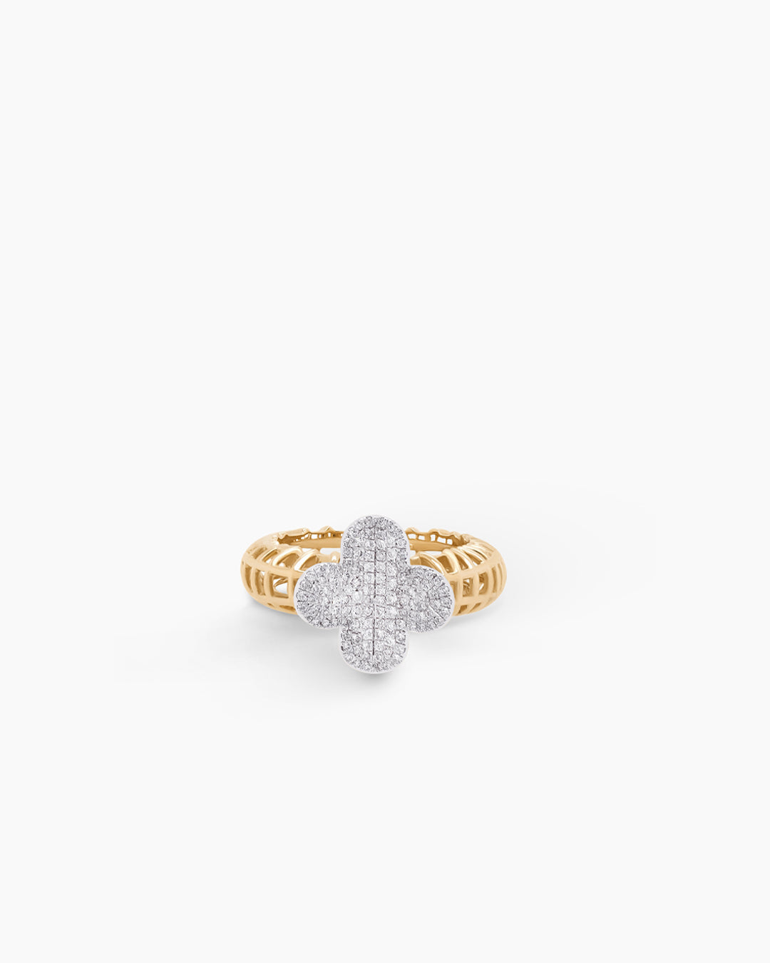 Lucky Lattice | Diamond Clover Leaf Accent Stackable Ring