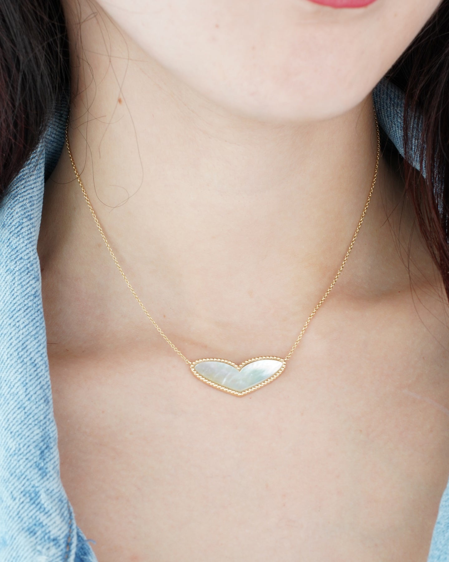 Mother-of-Pearl Heart Pendant Necklace
