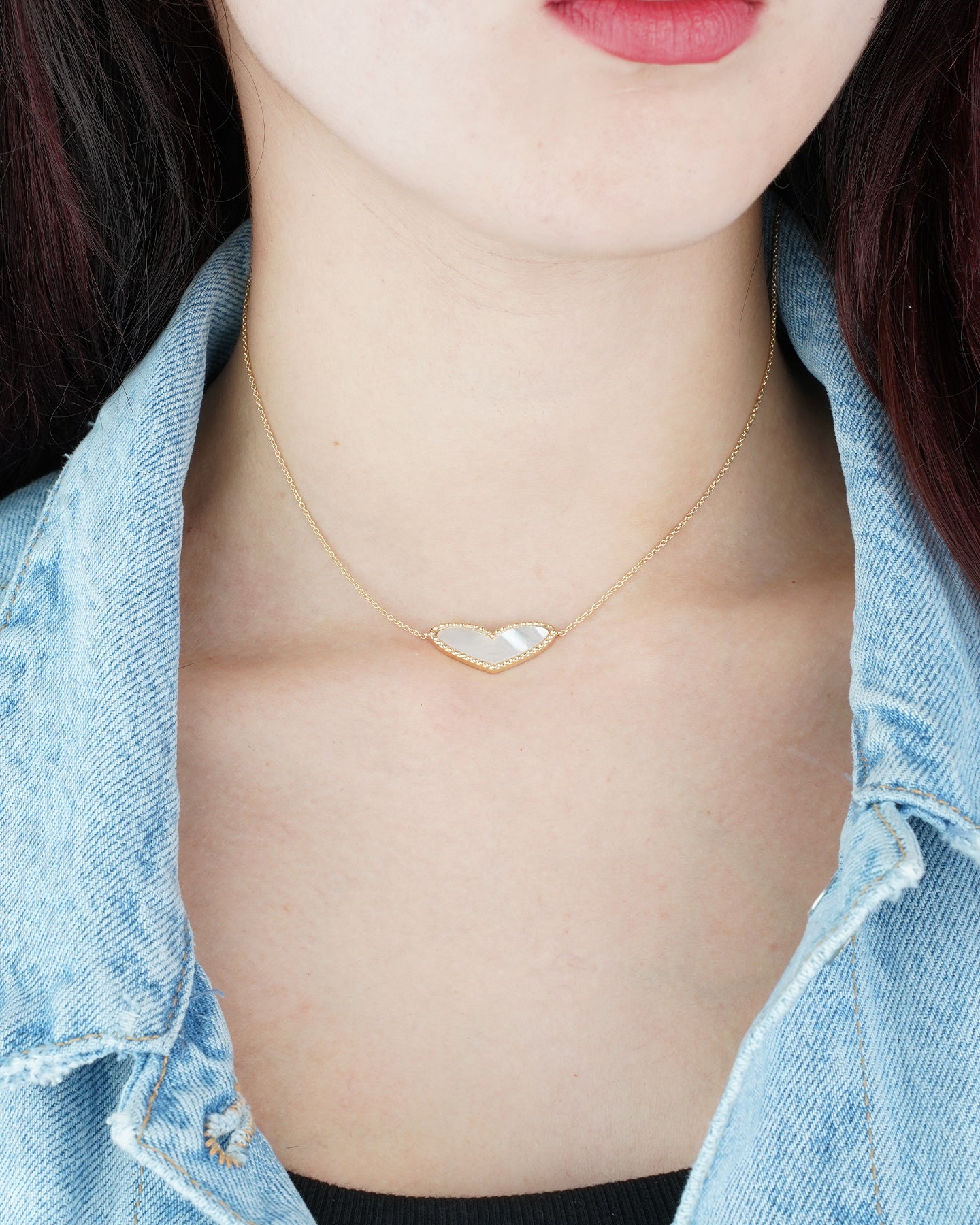 Mother-of-Pearl Heart Pendant Necklace
