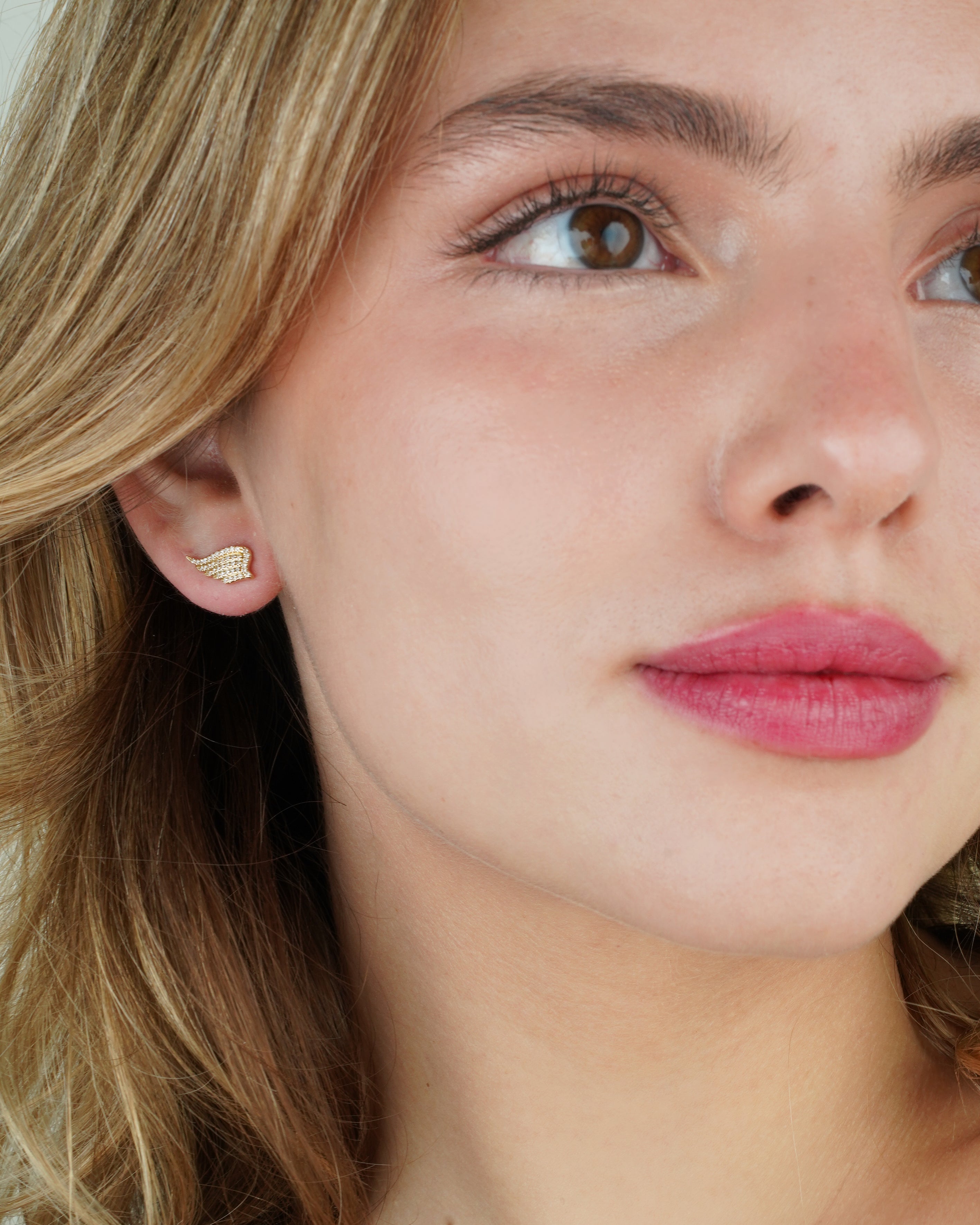 Diamond Pave Wing Stud Earrings