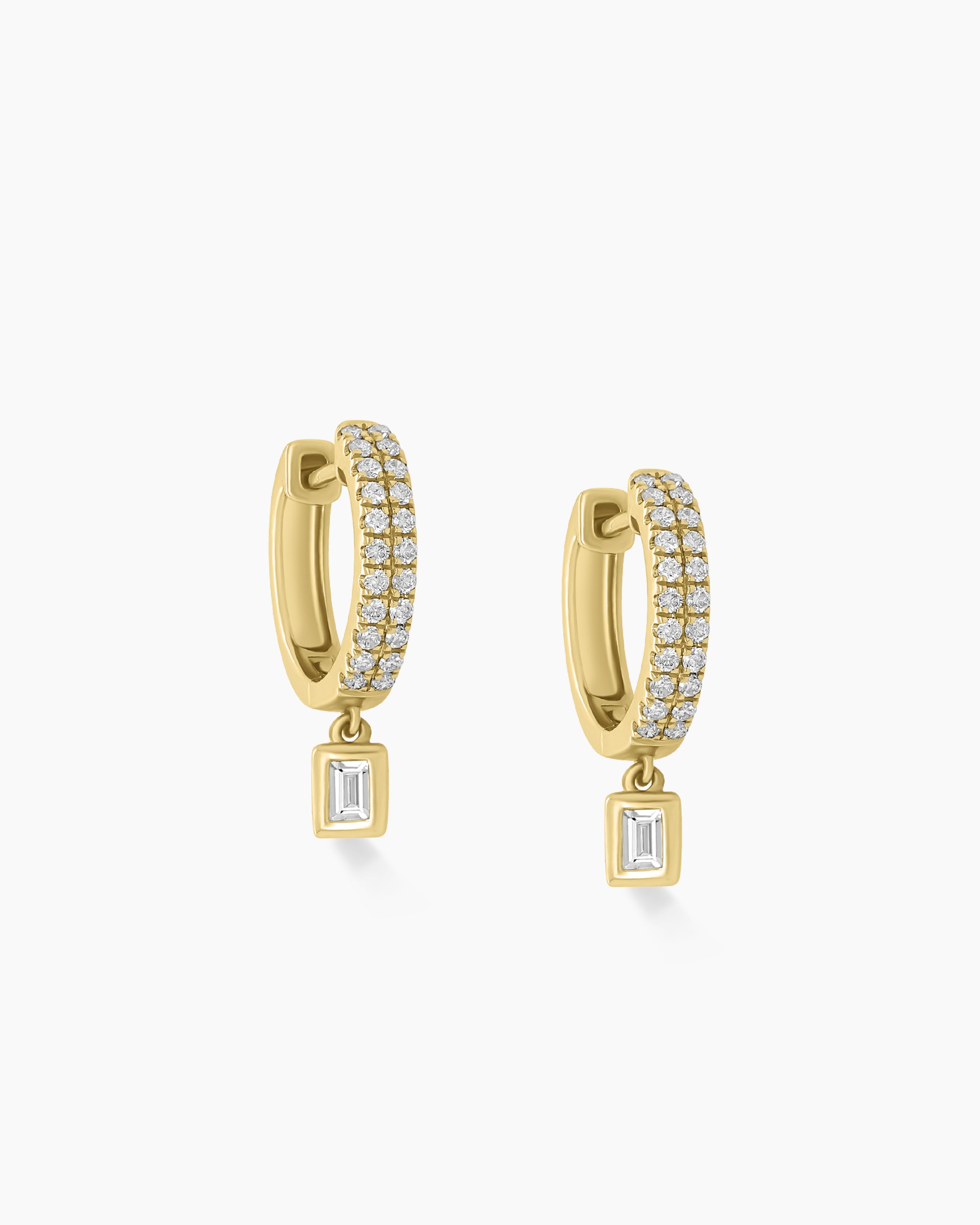 Diamond Drop Hoop Earrings