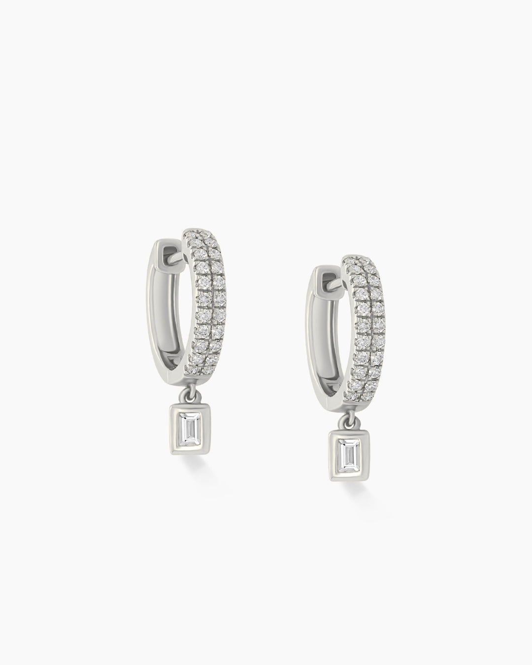 Diamond Drop Hoop Earrings