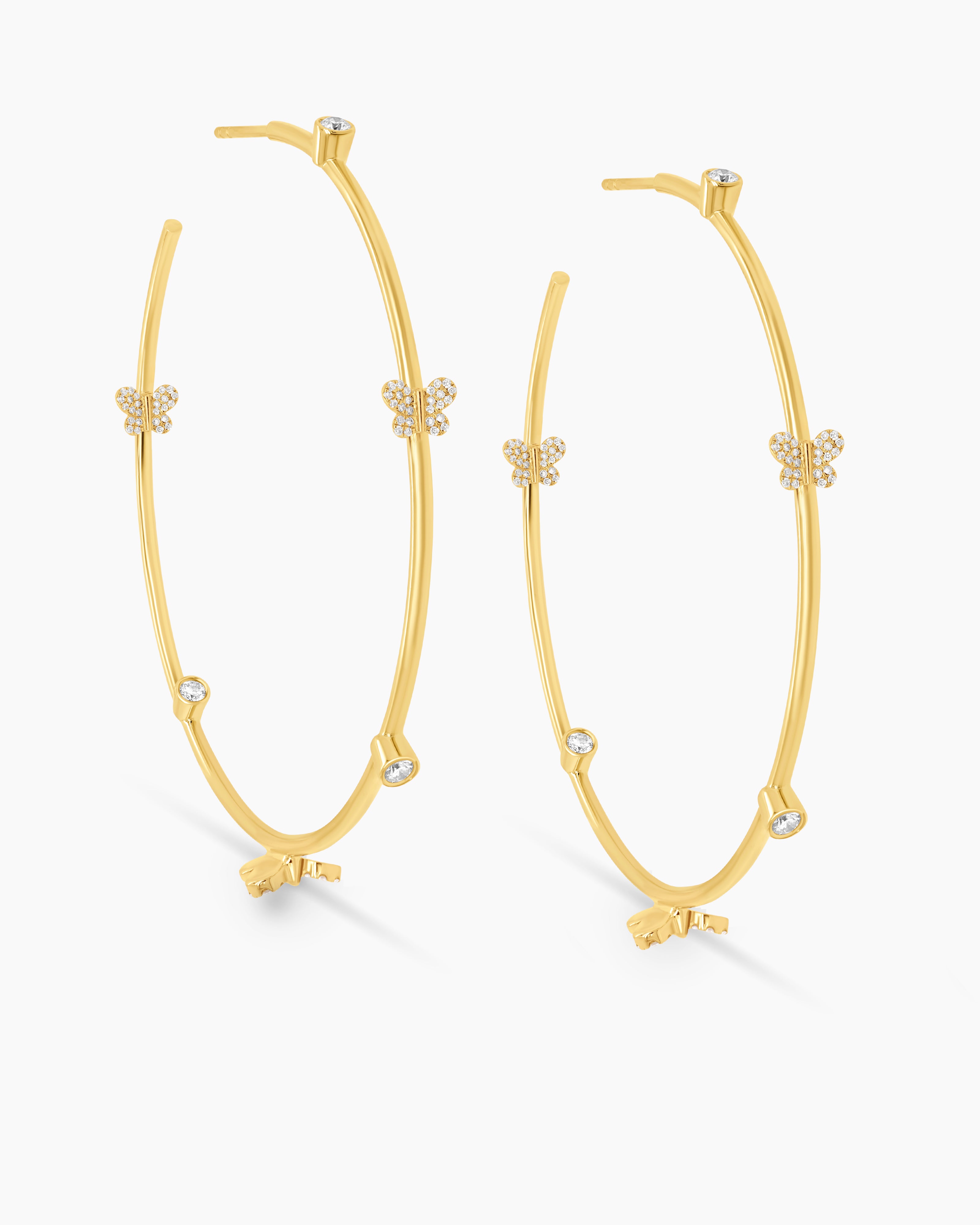 Large Diamond Butterfly Hoop Earrings
