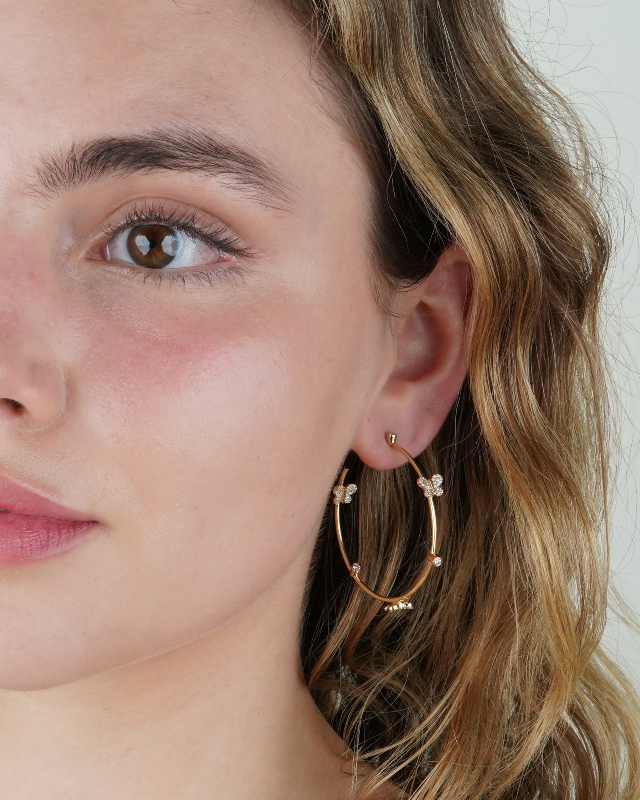 Large Diamond Butterfly Hoop Earrings