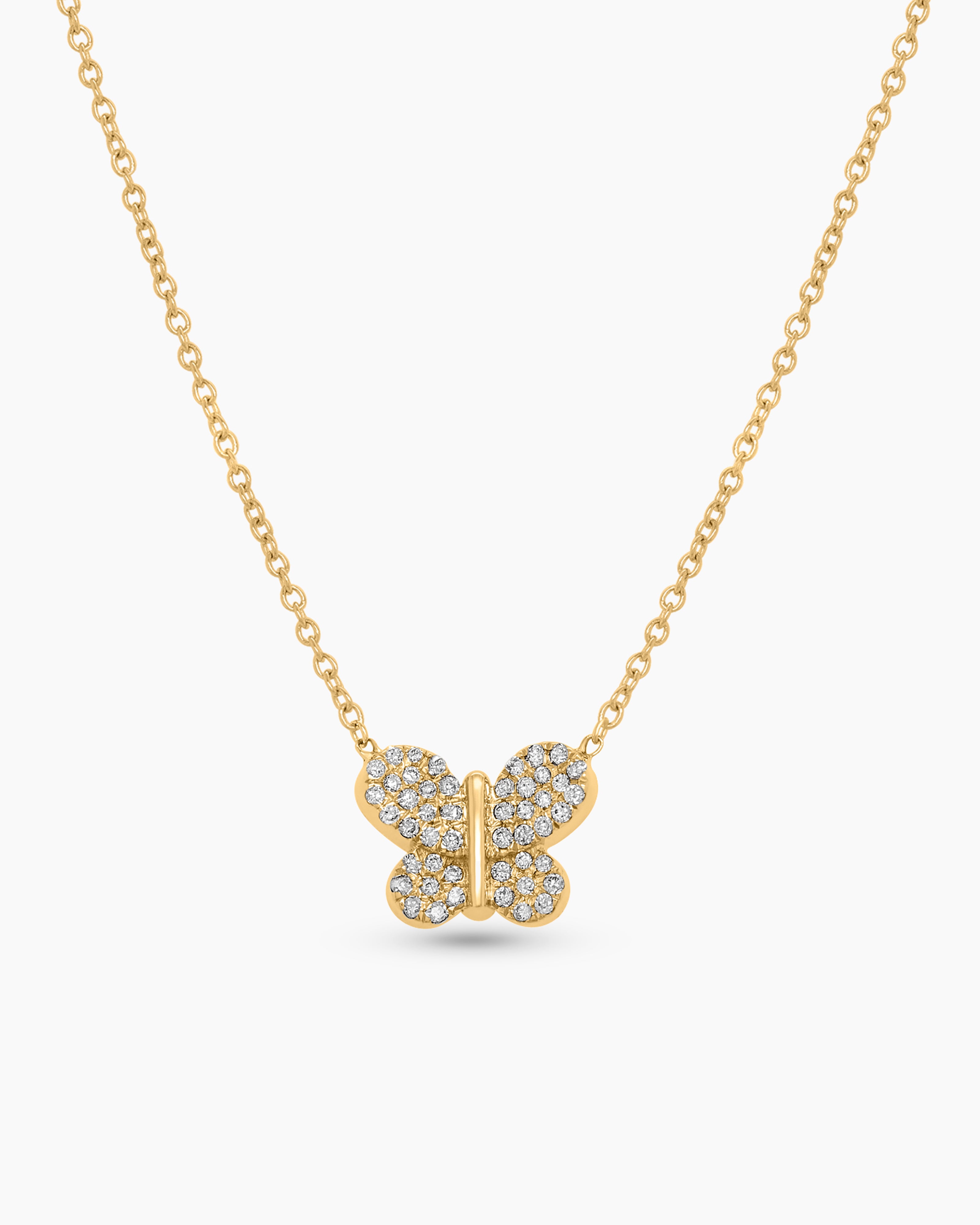 Pave Diamond Butterfly Pendant Necklace