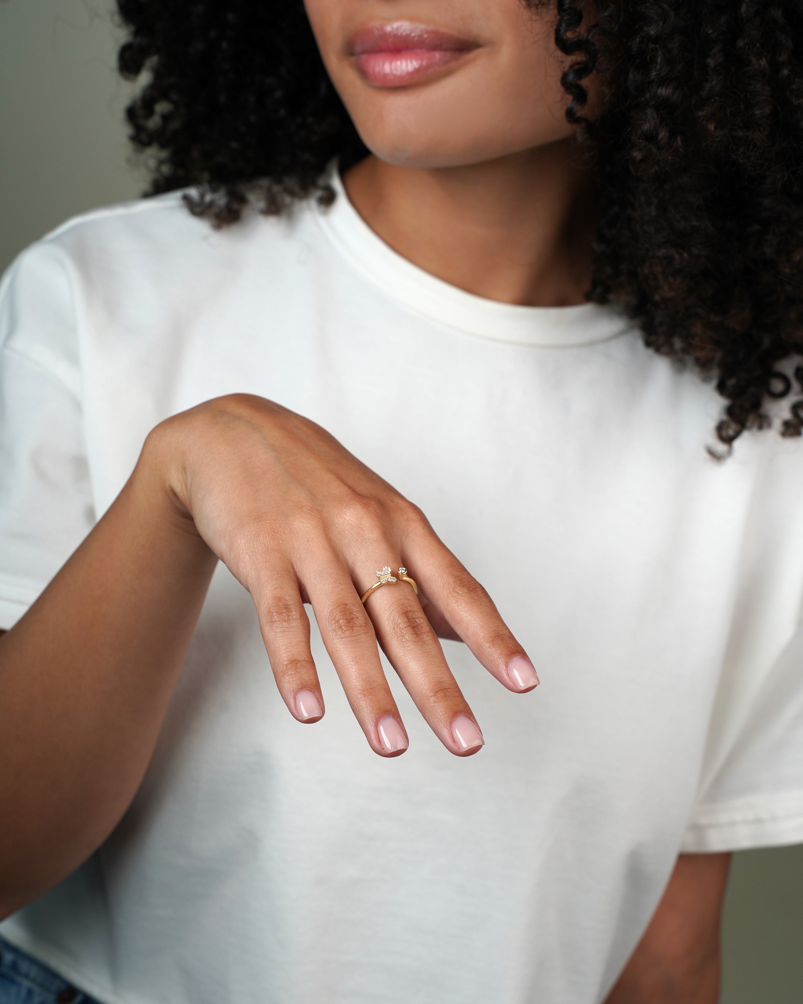 Dainty Diamond Open Butterfly Ring