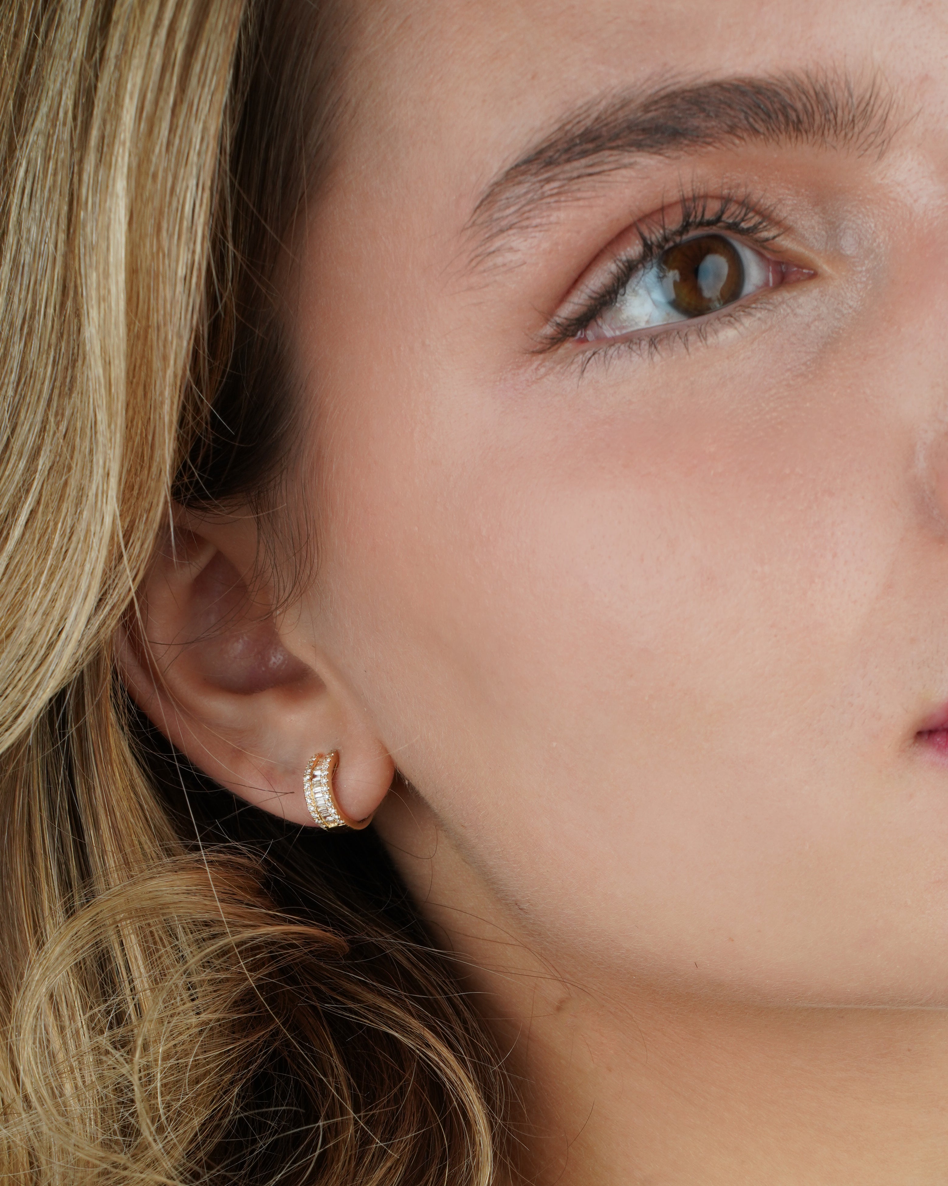 Diamond Baguette Hoop Earrings