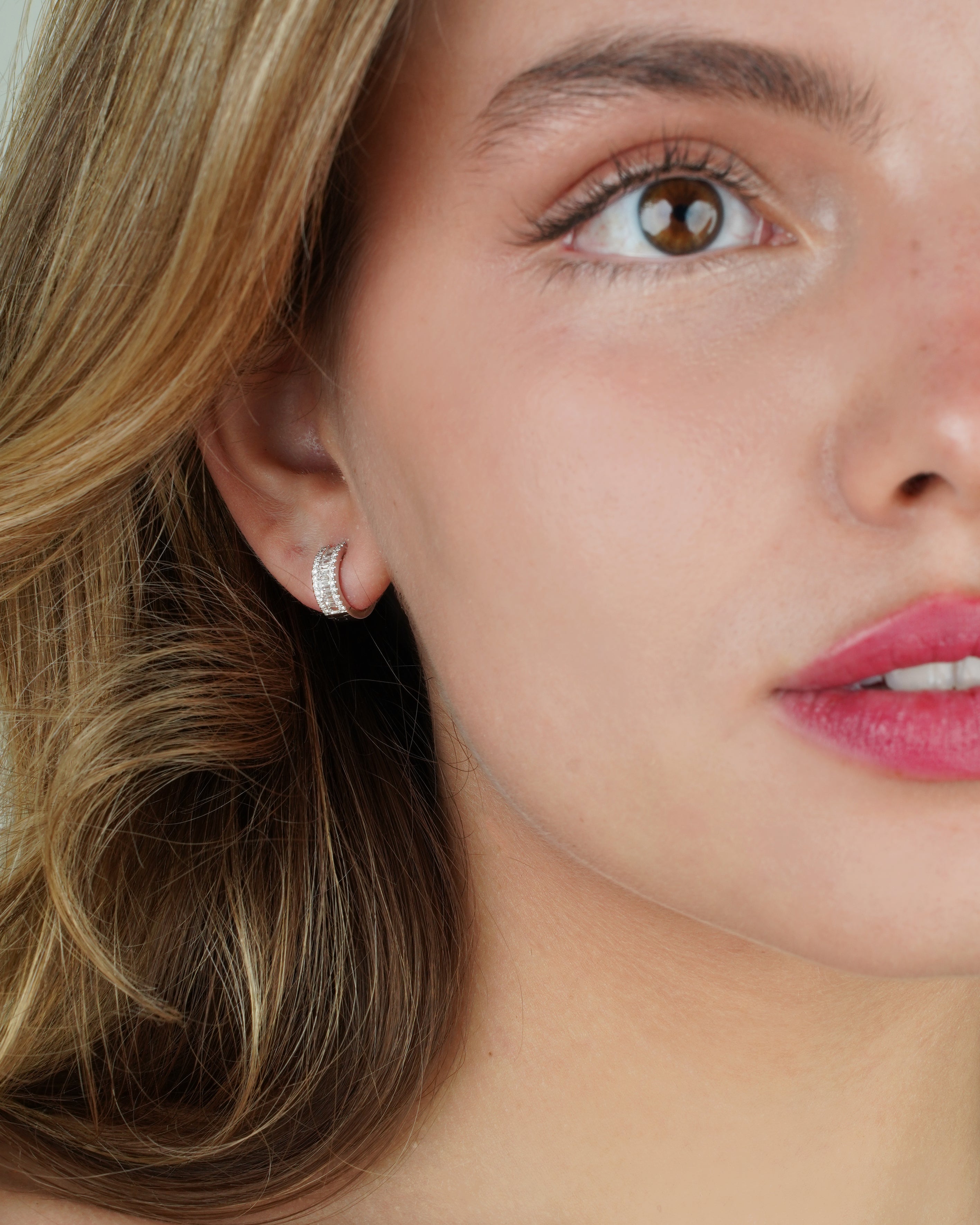 Diamond Baguette Hoop Earrings