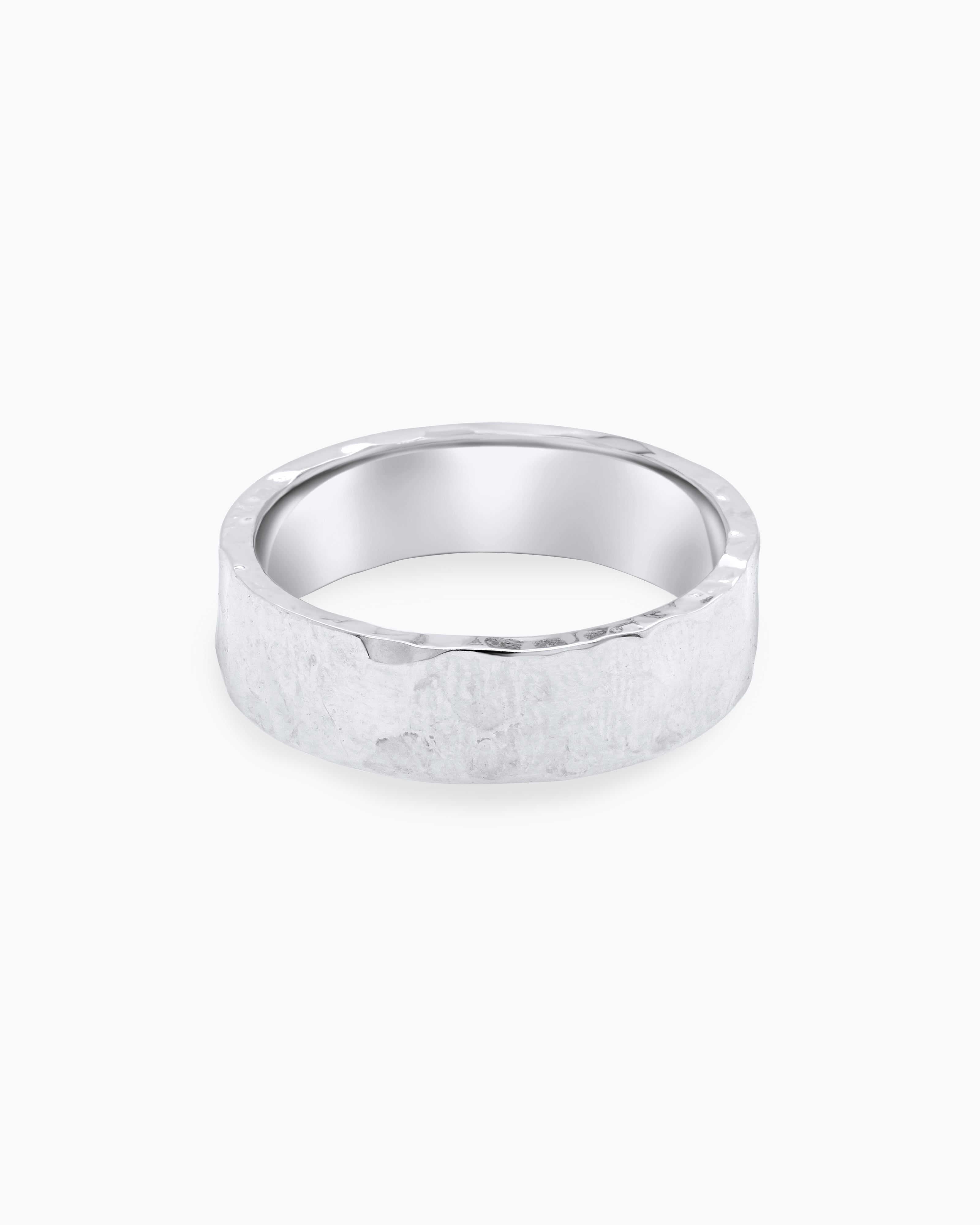 Brushed Hammered Wedding Band