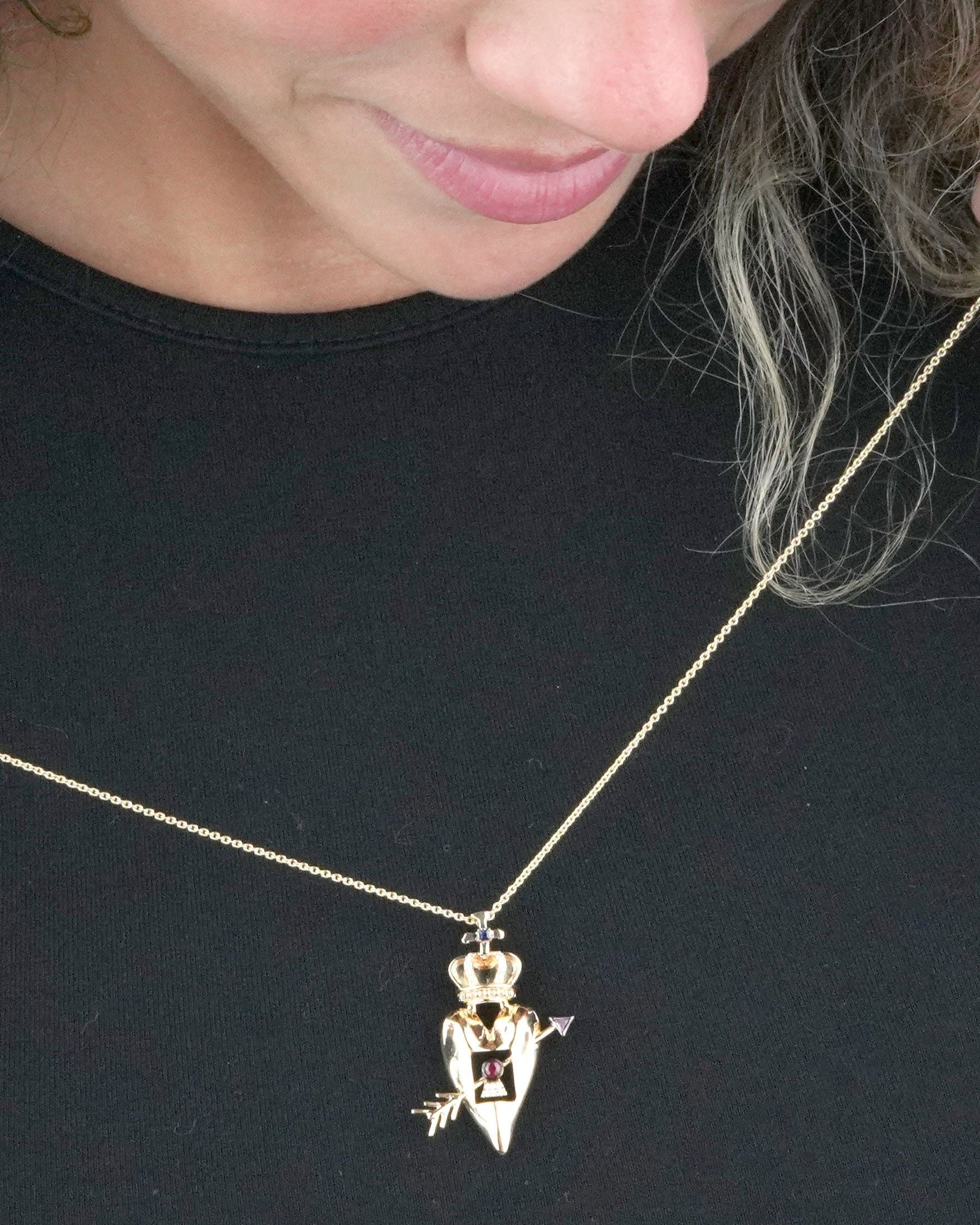 Heart and Crown Pendant Necklace