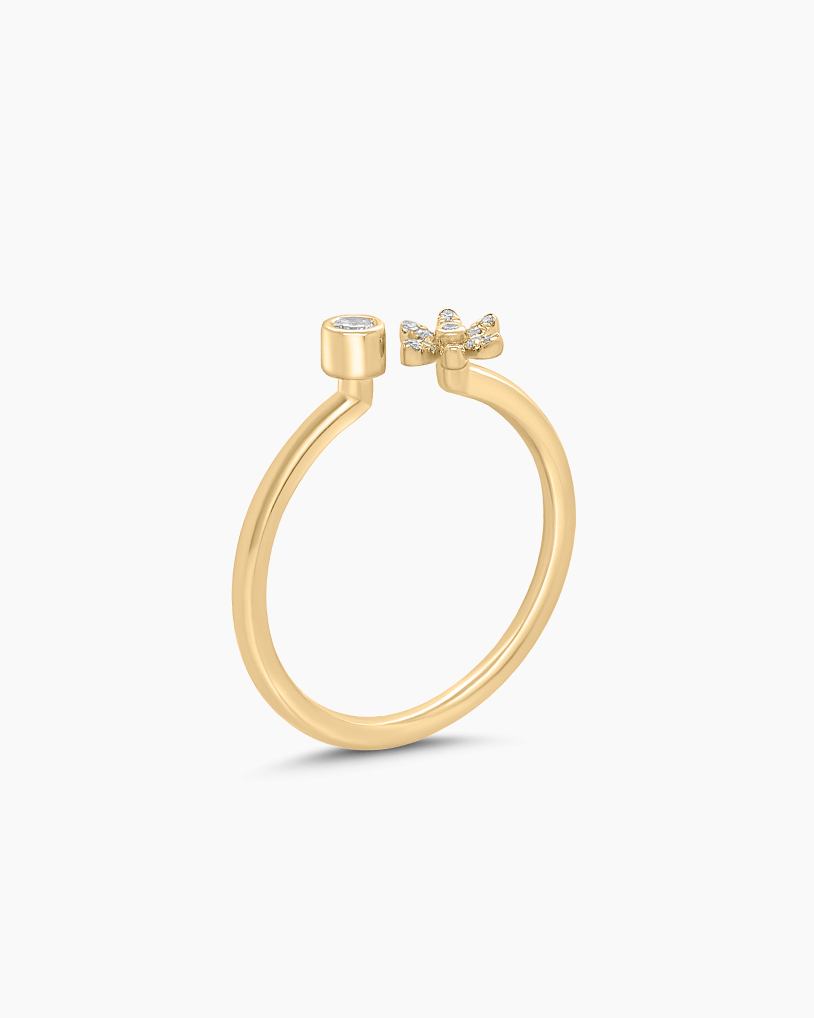 Dainty Diamond Open Daisy Ring