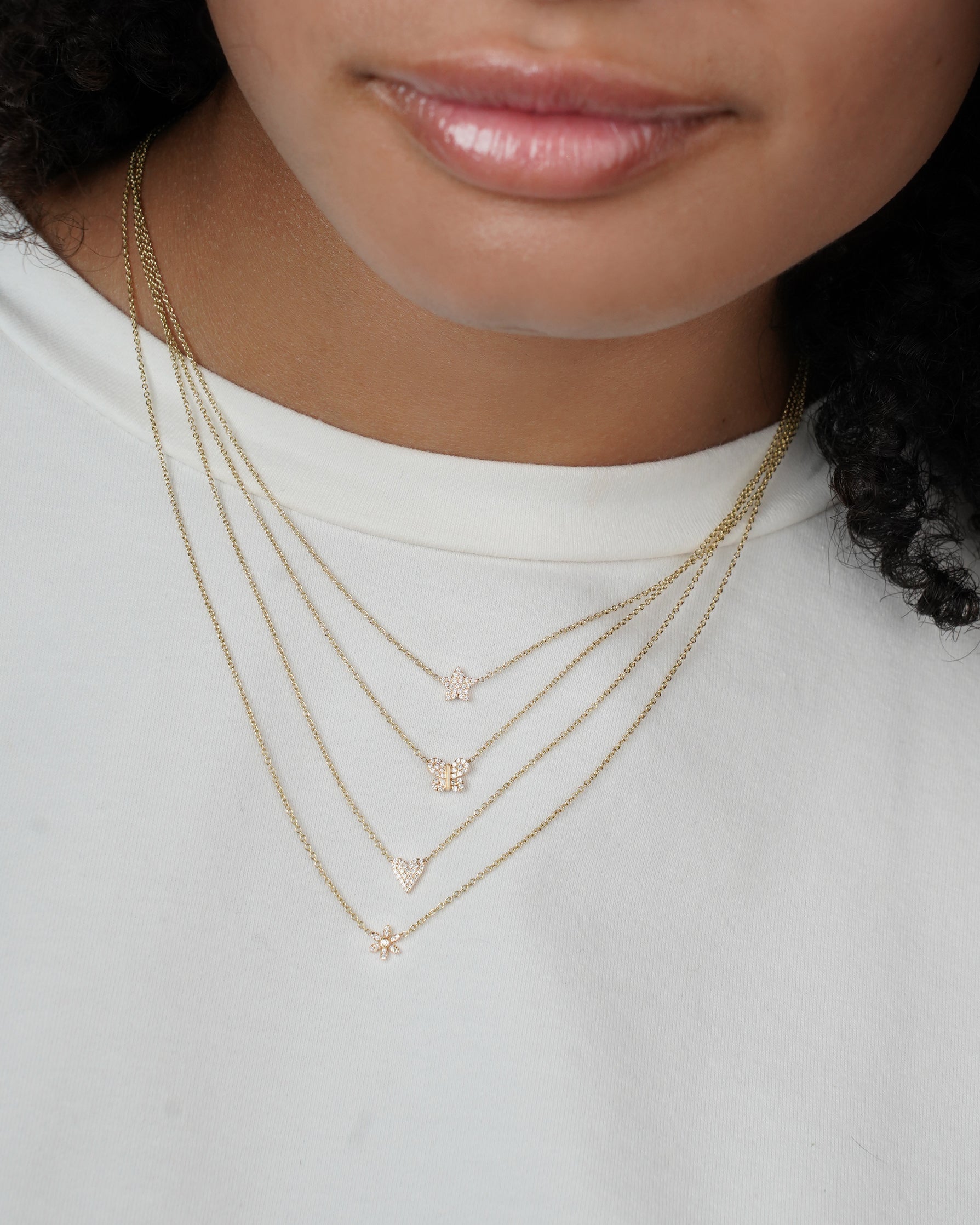 Petite Diamond Daisy Pendant Necklace