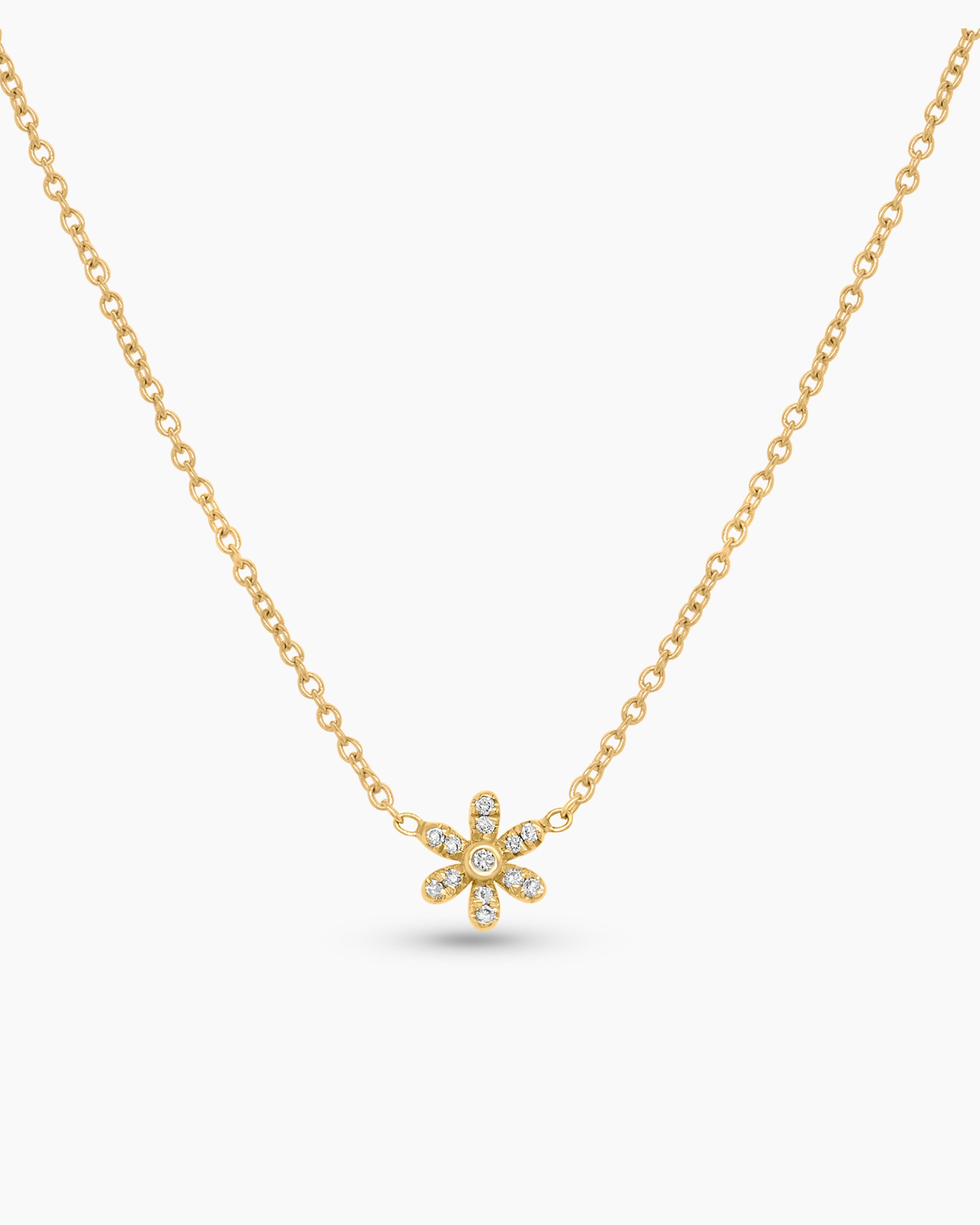 Petite Diamond Daisy Pendant Necklace