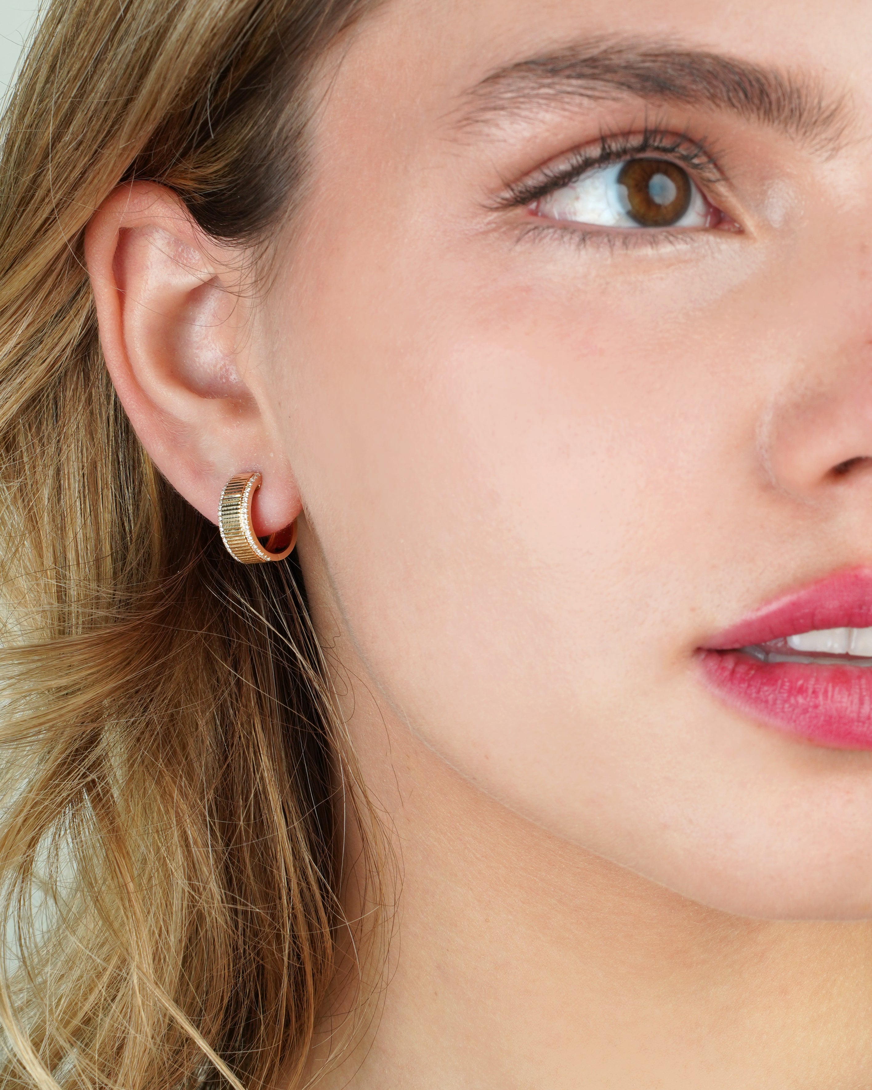 Textured Diamond Hoop Earrings