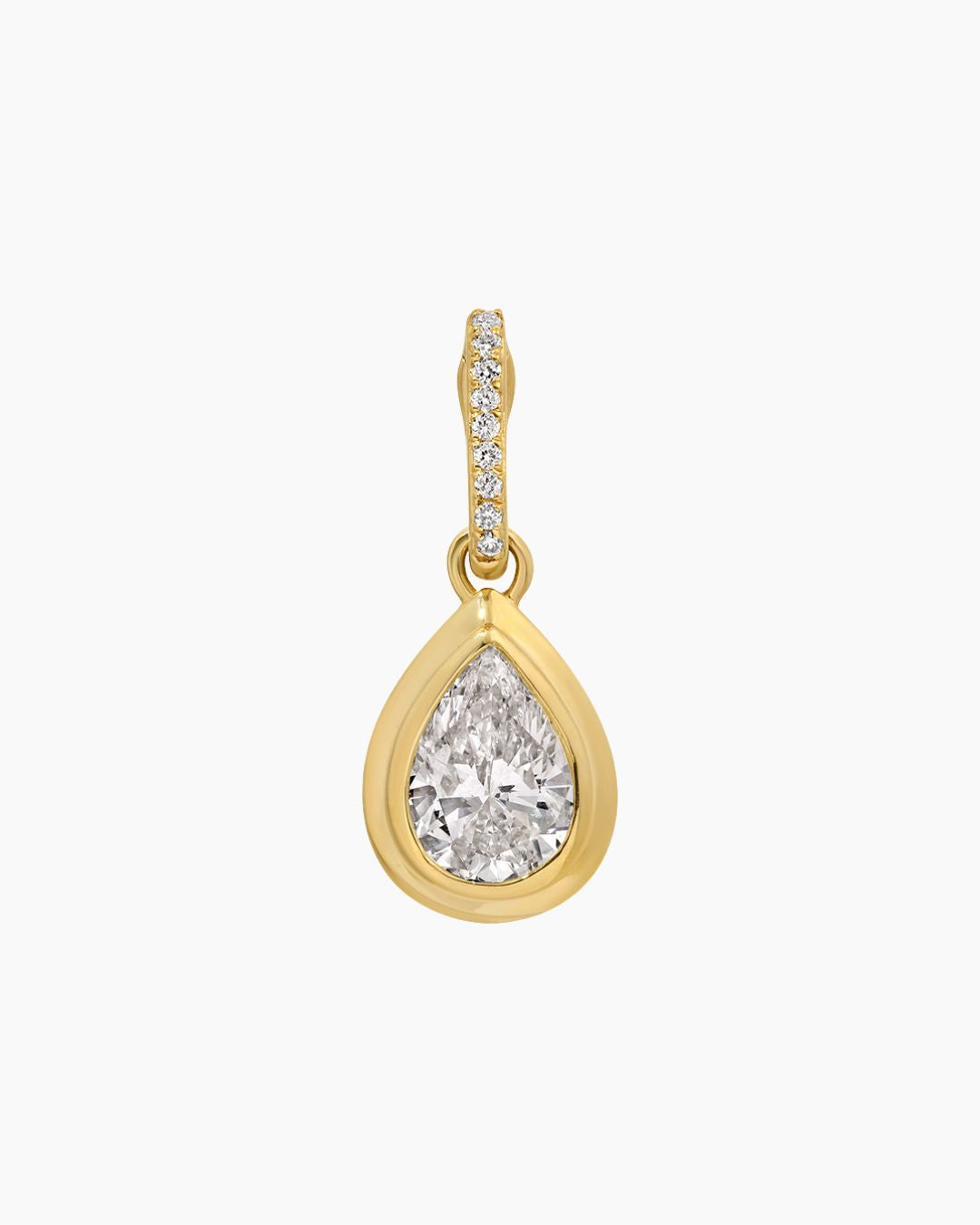 Pear-shaped lab diamond charm in 14kt yellow gold