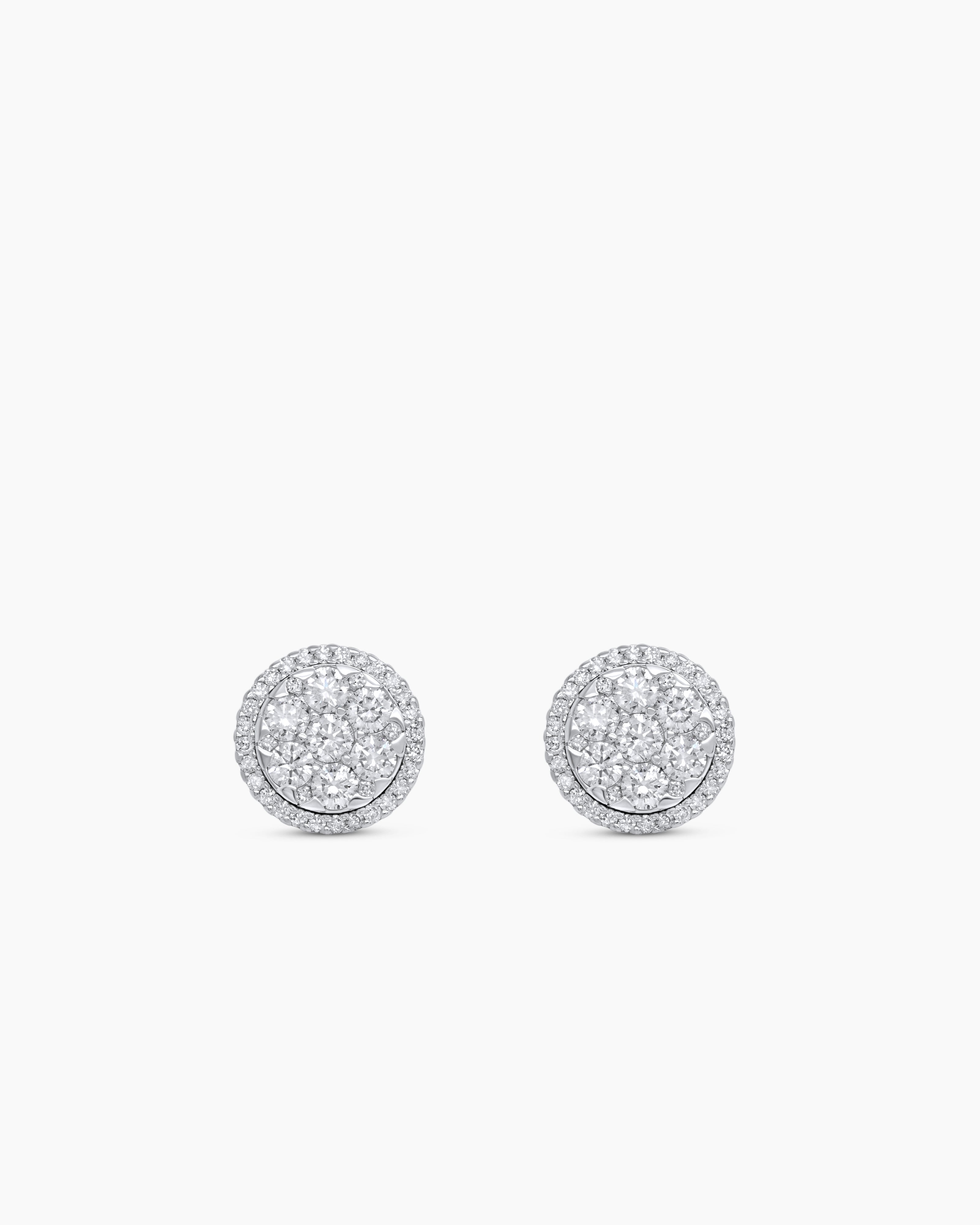 Diamond Cluster Stud Earrings