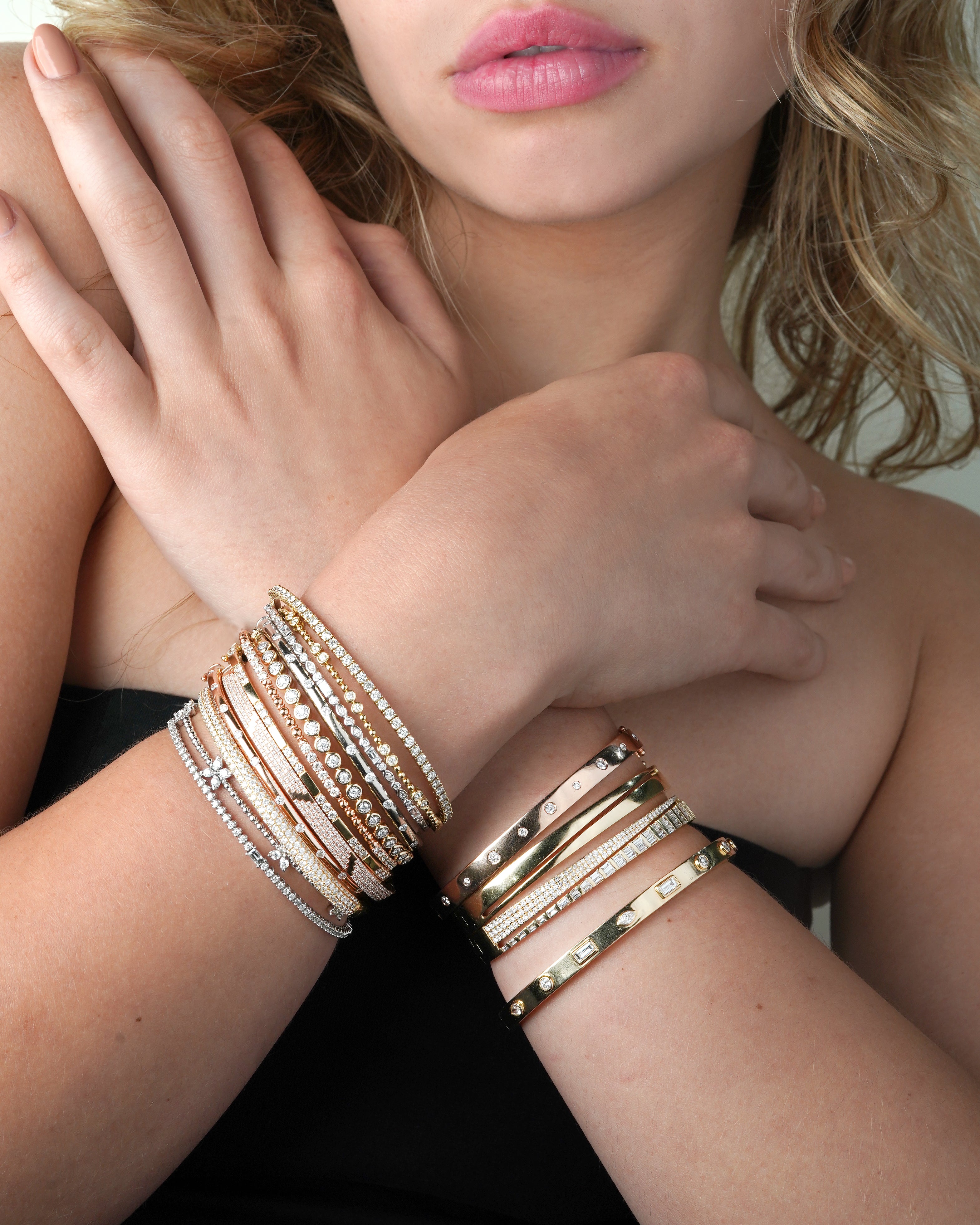 Diamond and Gold Bracelets