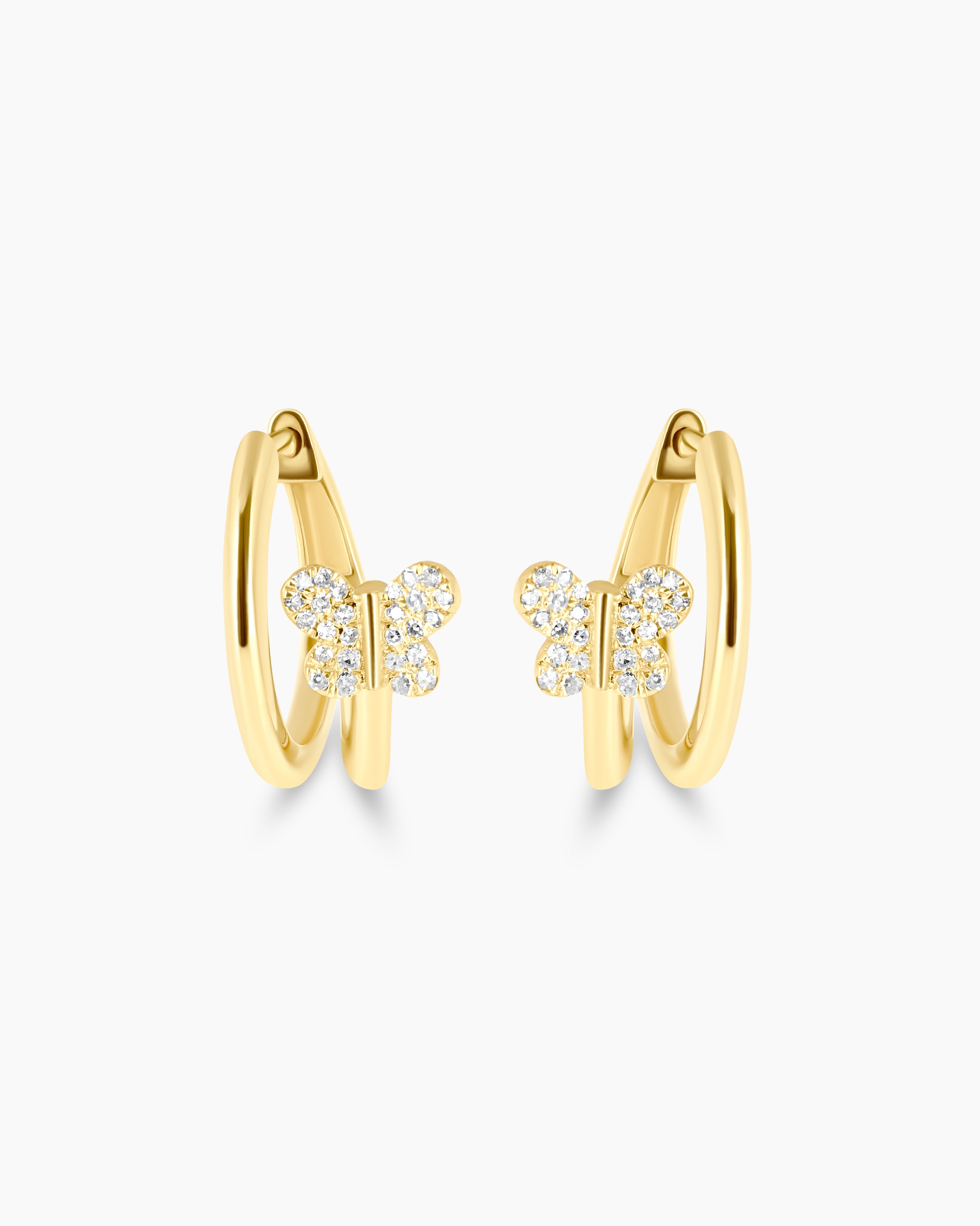 Brilliant Butterfly | Mini Diamond Butterfly Hoop Earrings