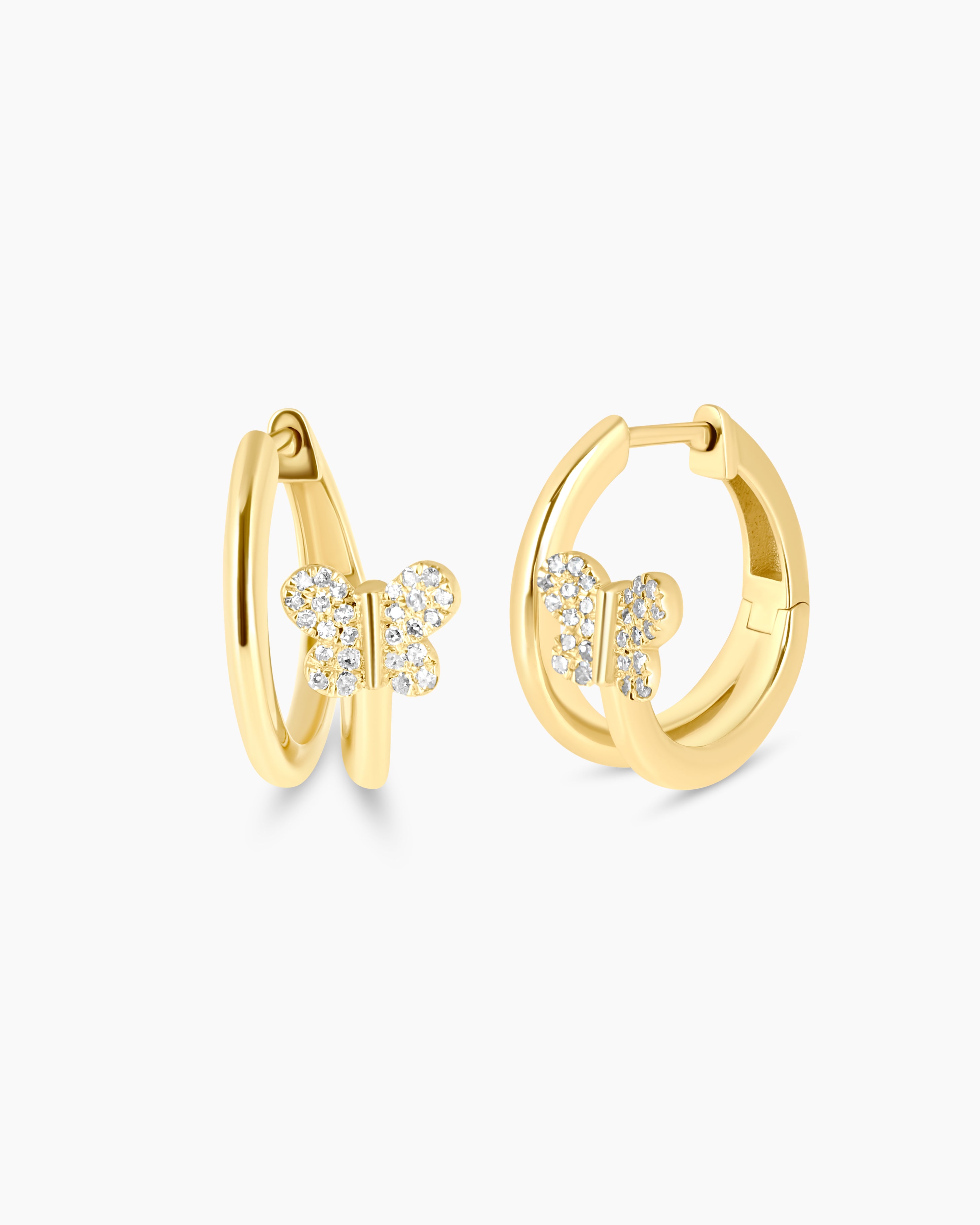 Brilliant Butterfly | Mini Diamond Butterfly Hoop Earrings