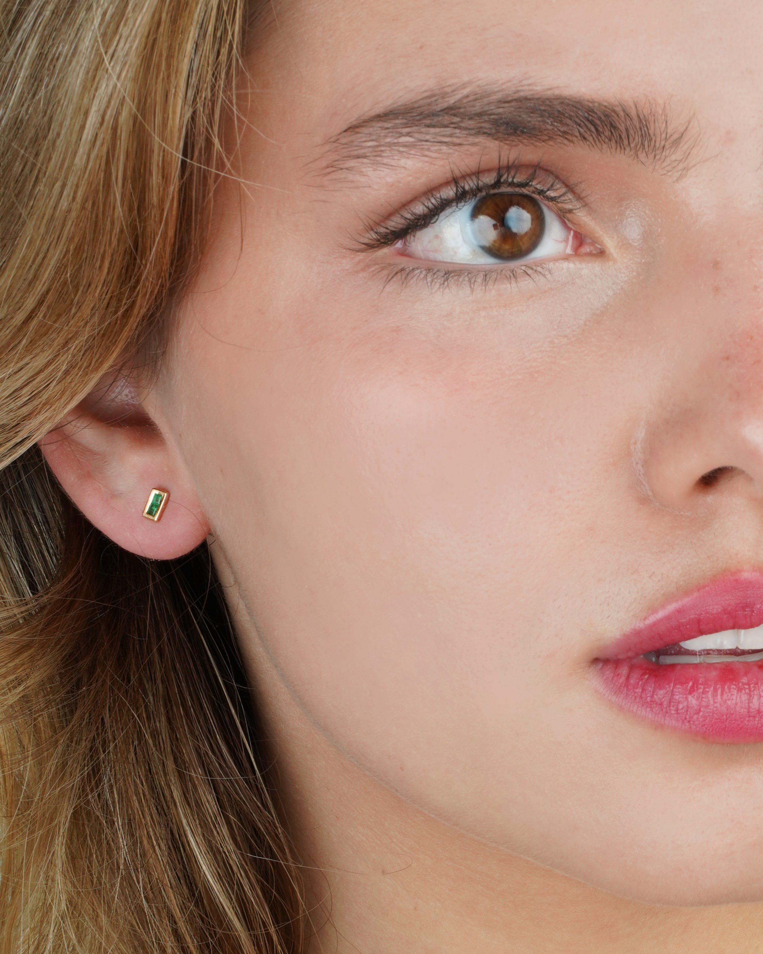 Baguette Gemstone Stud Earrings