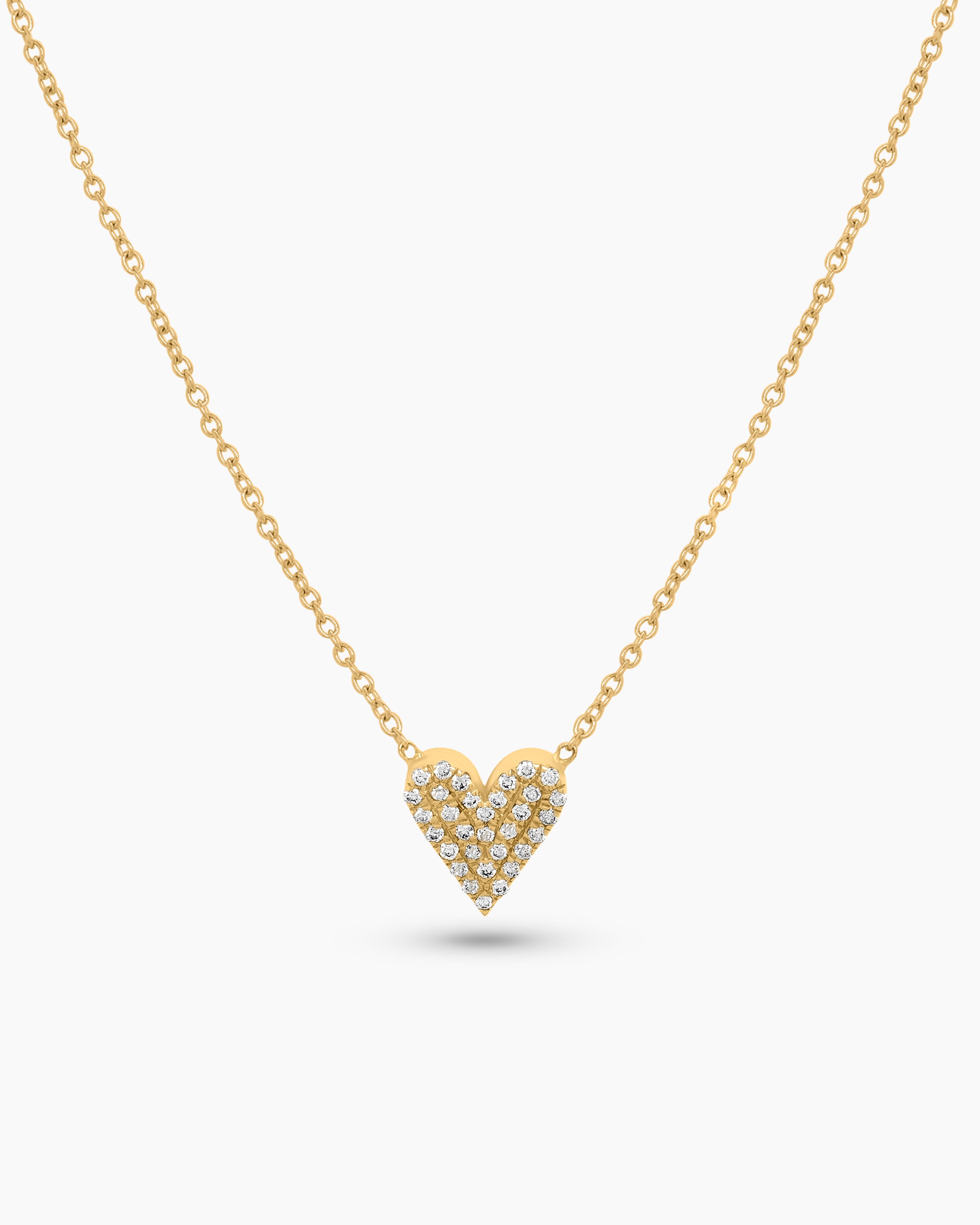 Small Diamond Pave Heart Pendant Necklace