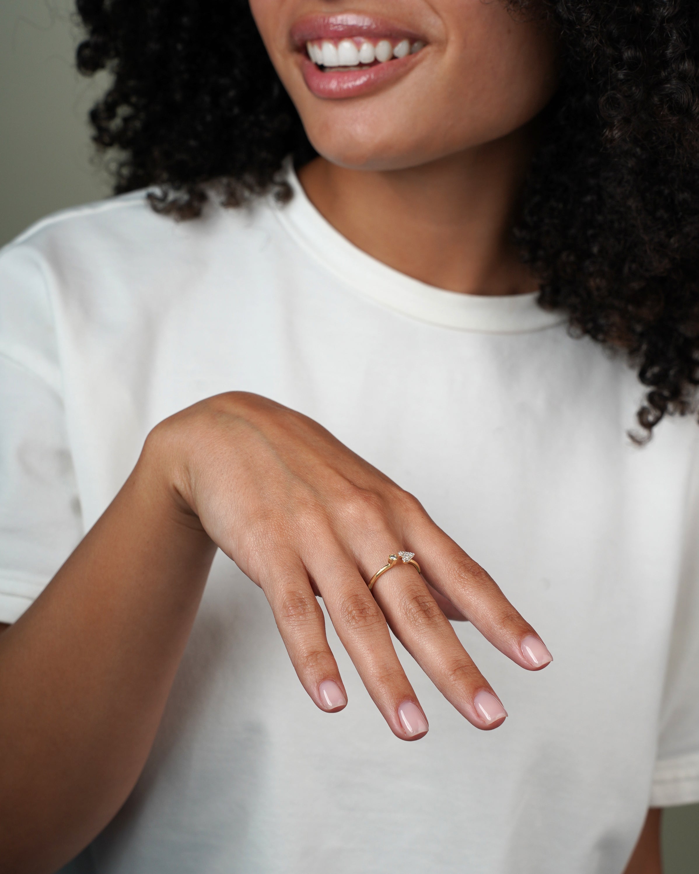 Dainty Diamond Open Heart Ring