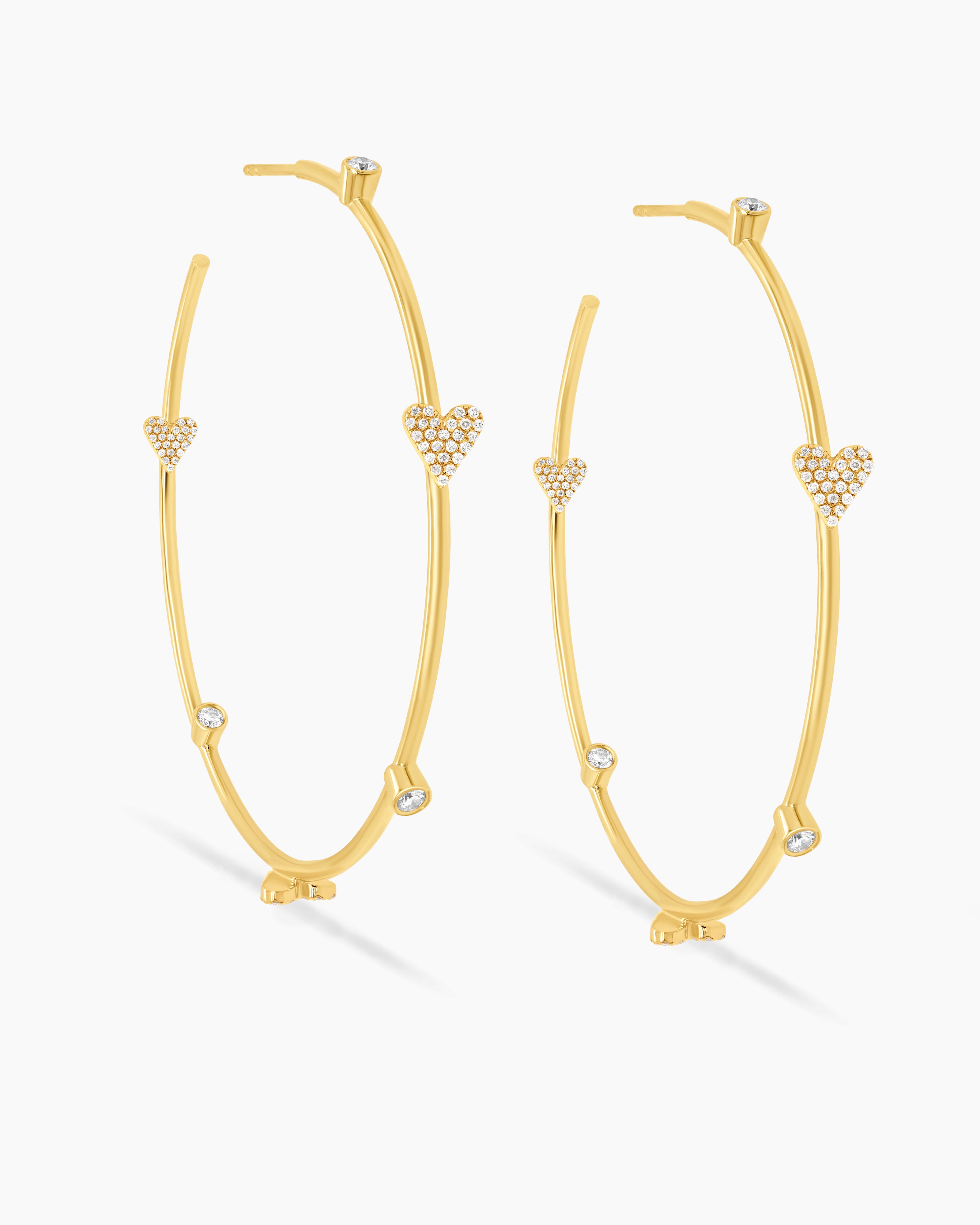 Large Diamond Heart Hoop Earrings