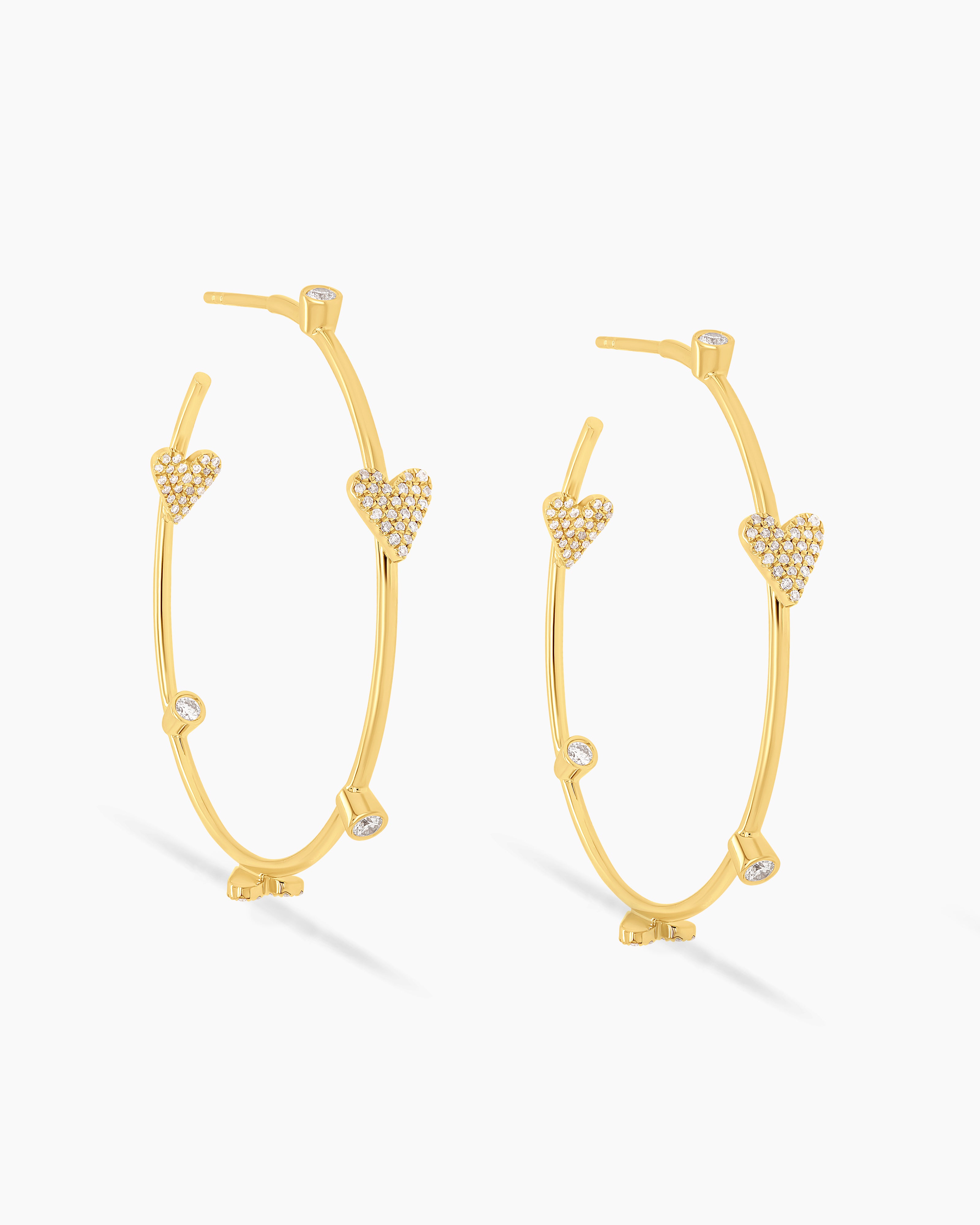 Medium Diamond Heart Hoop Earrings