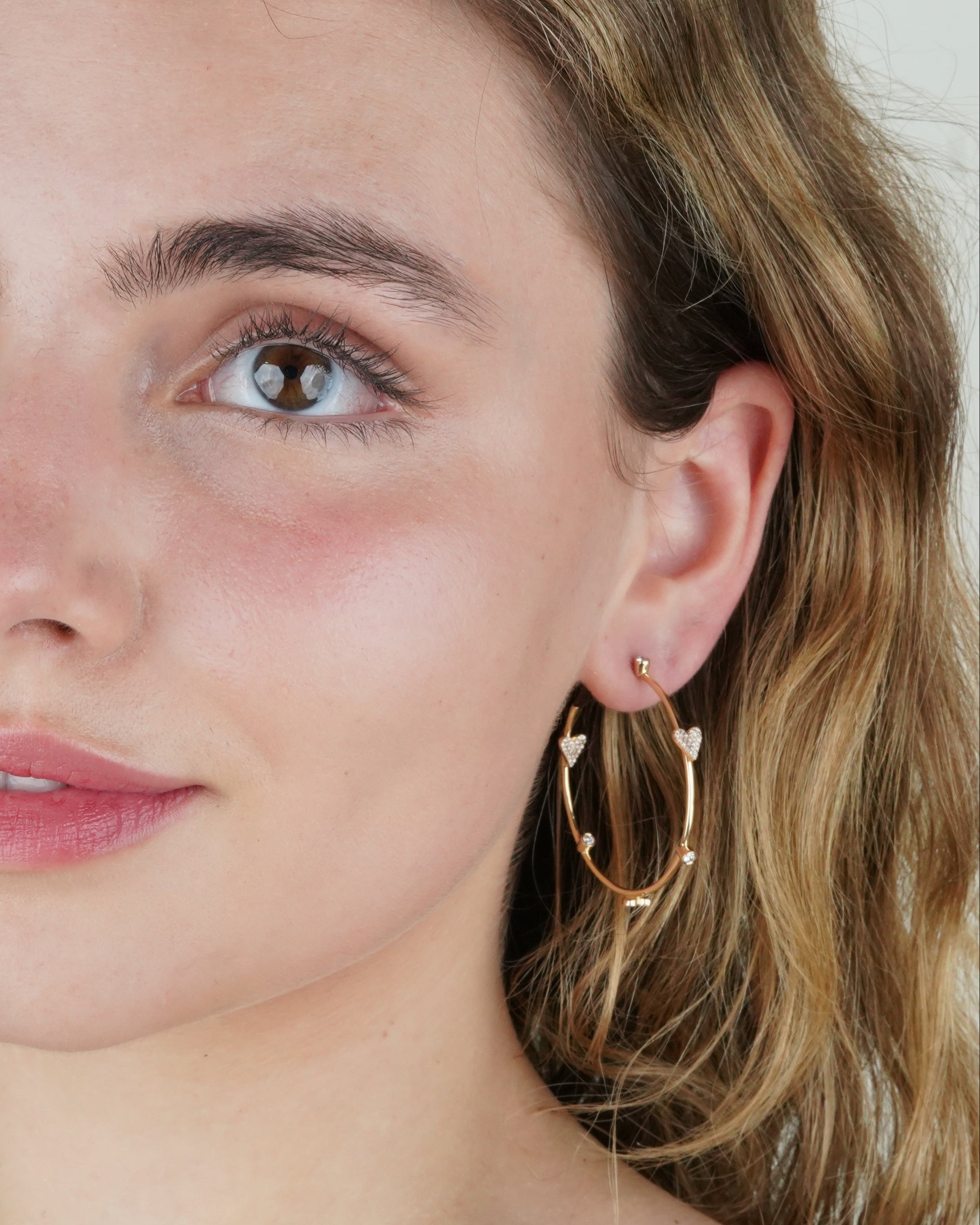 Medium Diamond Heart Hoop Earrings