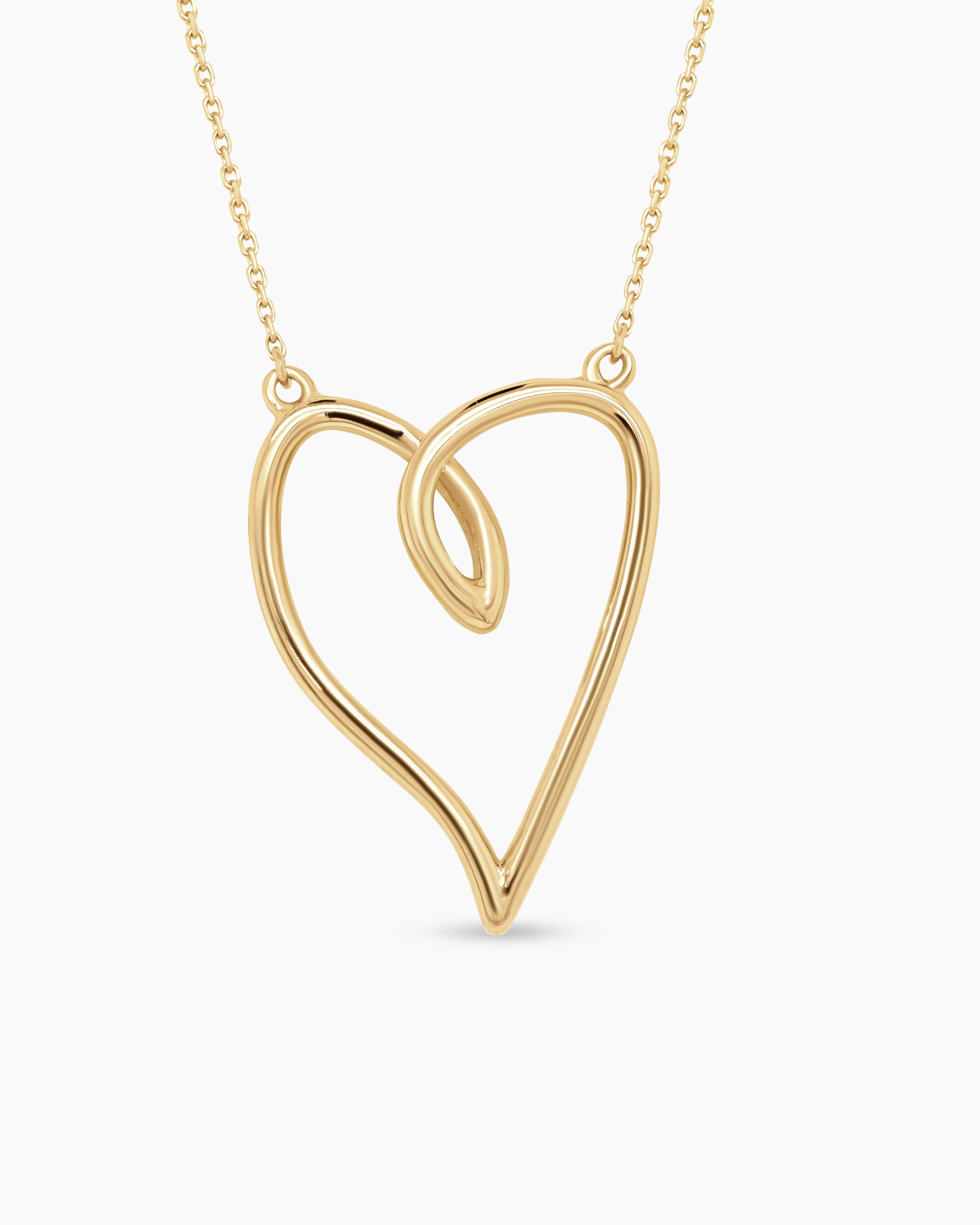 Large Gold Heart Pendant Necklace